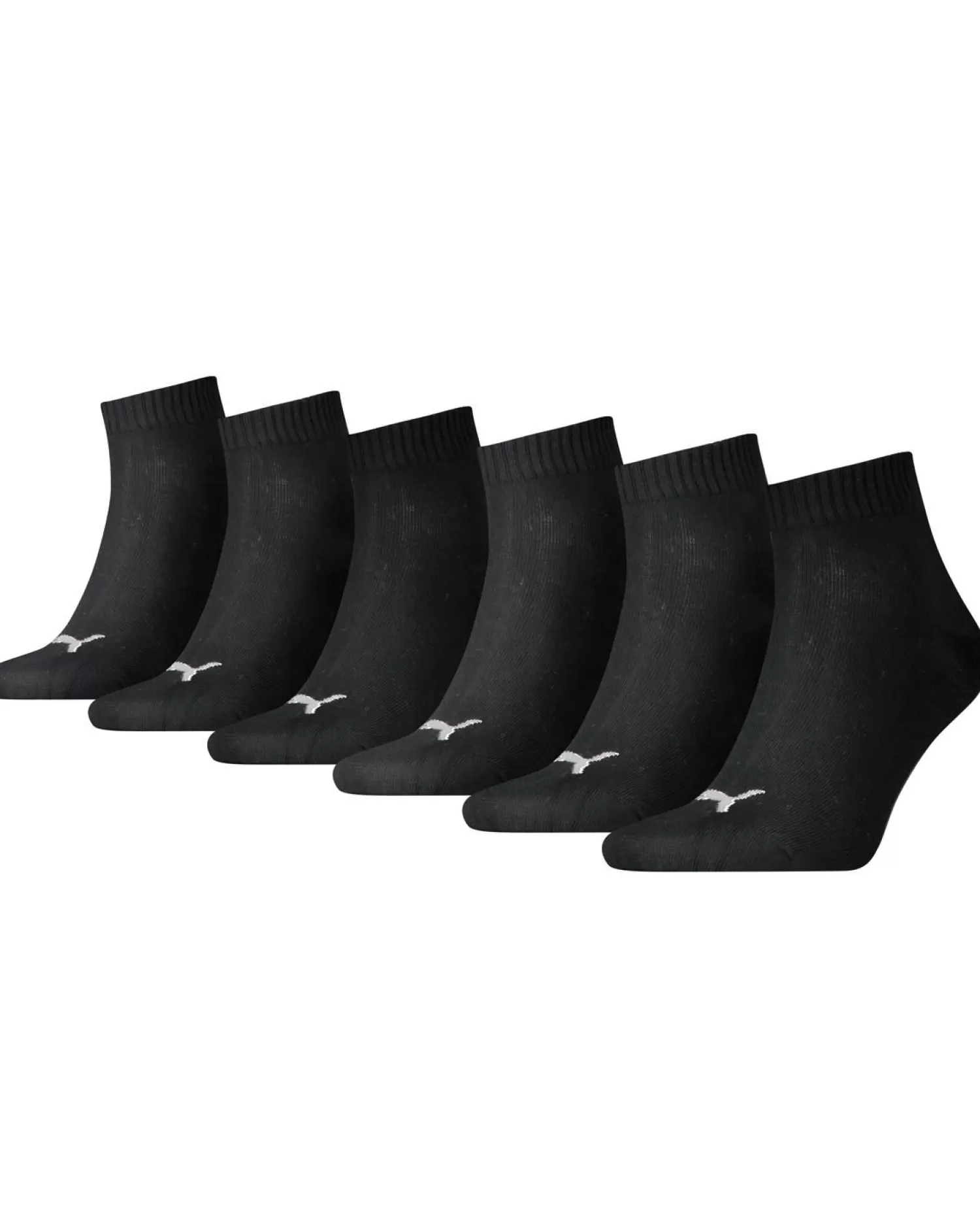 Men Puma 6 Pack Sports Quarter Socks - Black