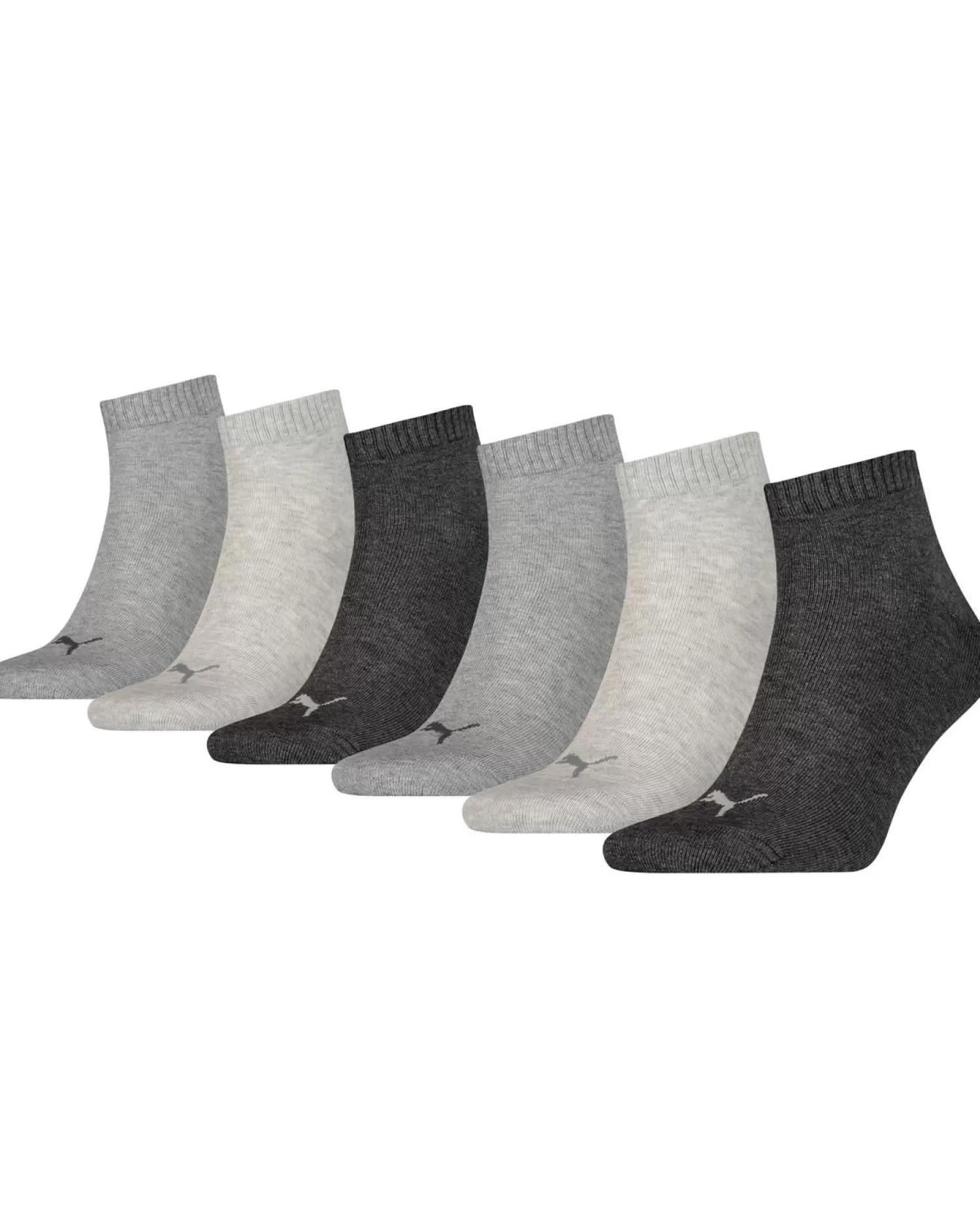 Men Puma 6 Pack Sports Quarter Socks - Grey Combo