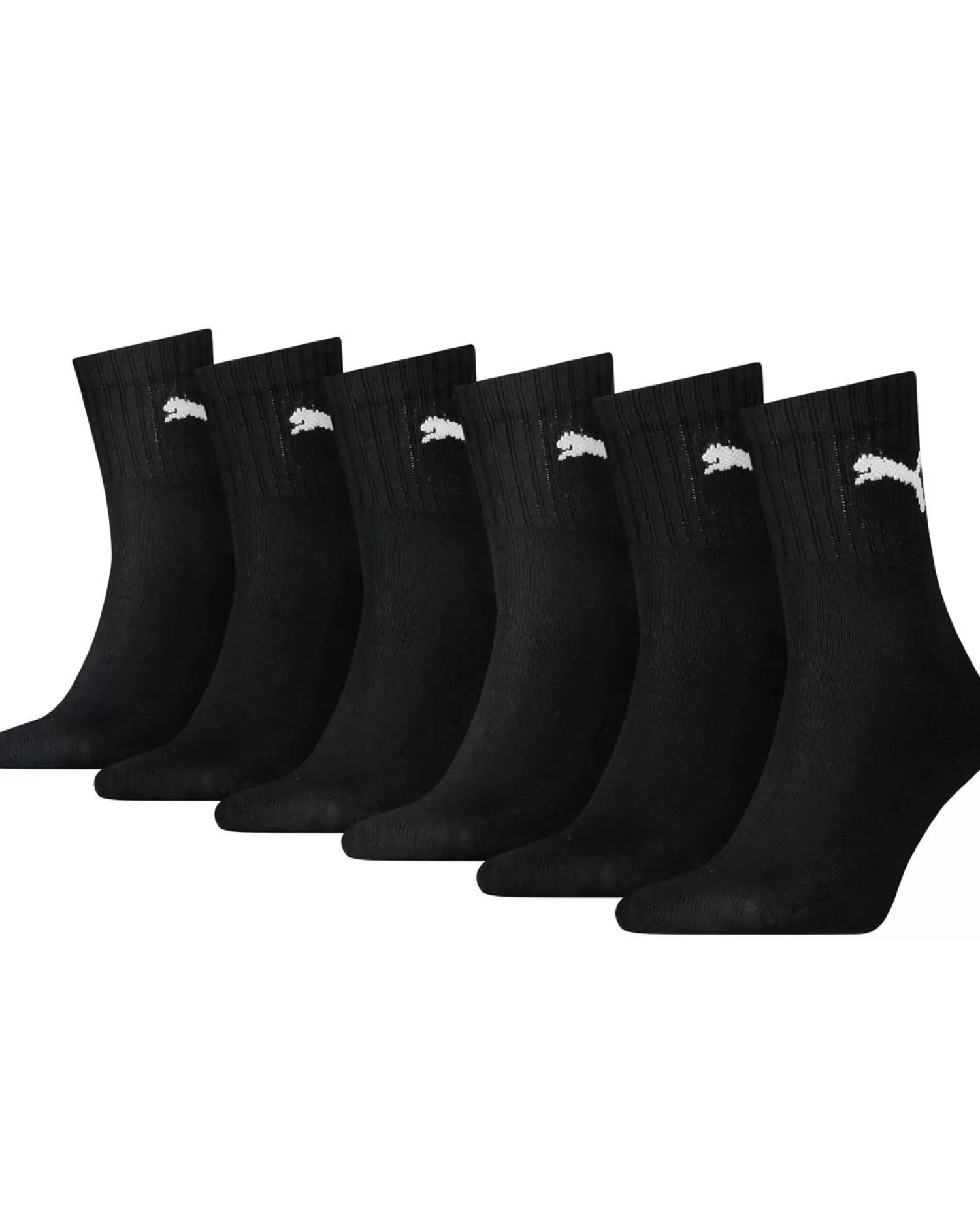 Men Puma 6 Pack Sports Short Crew Socks - Black