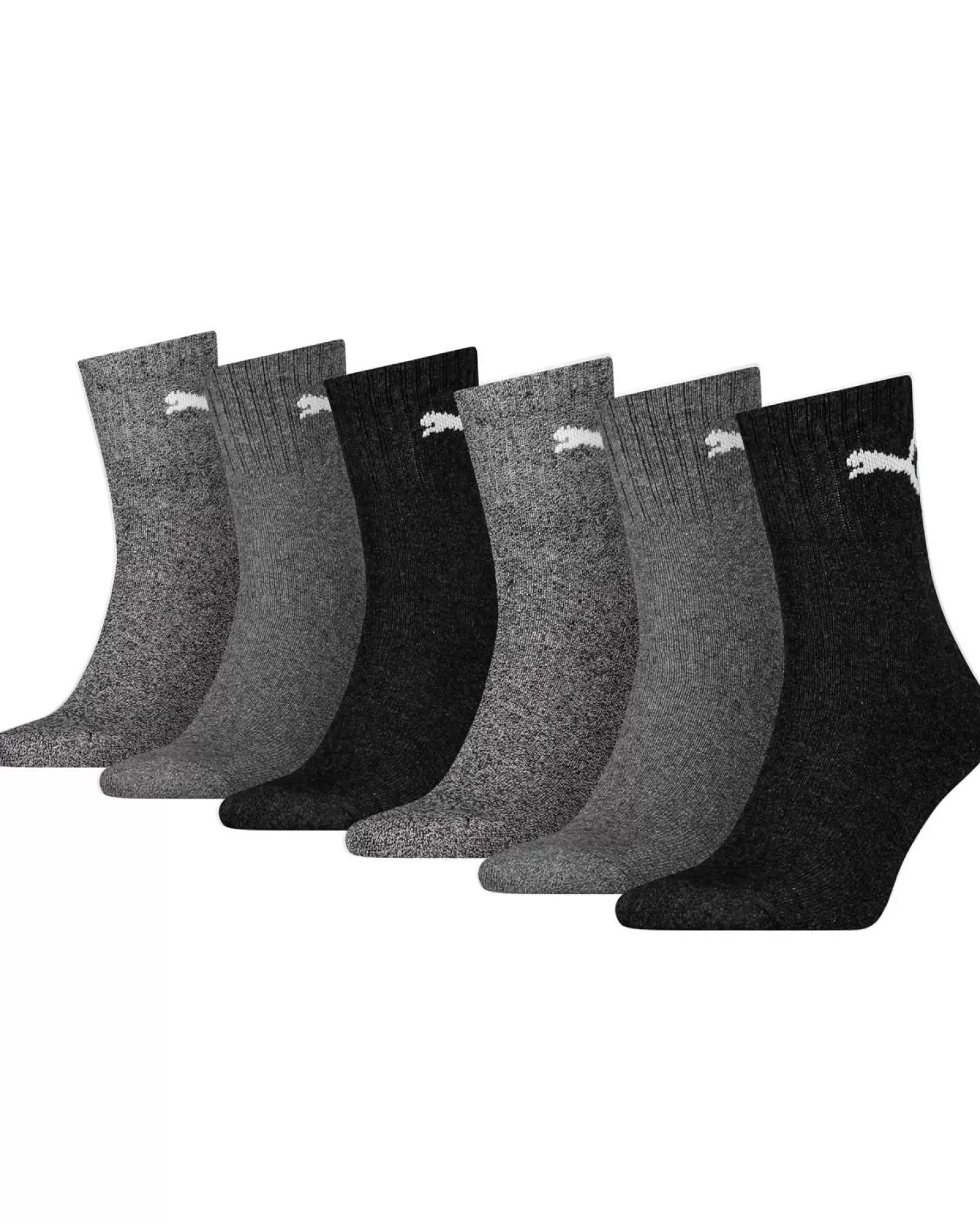 Men Puma 6 Pack Sports Short Crew Socks - Grey Combo