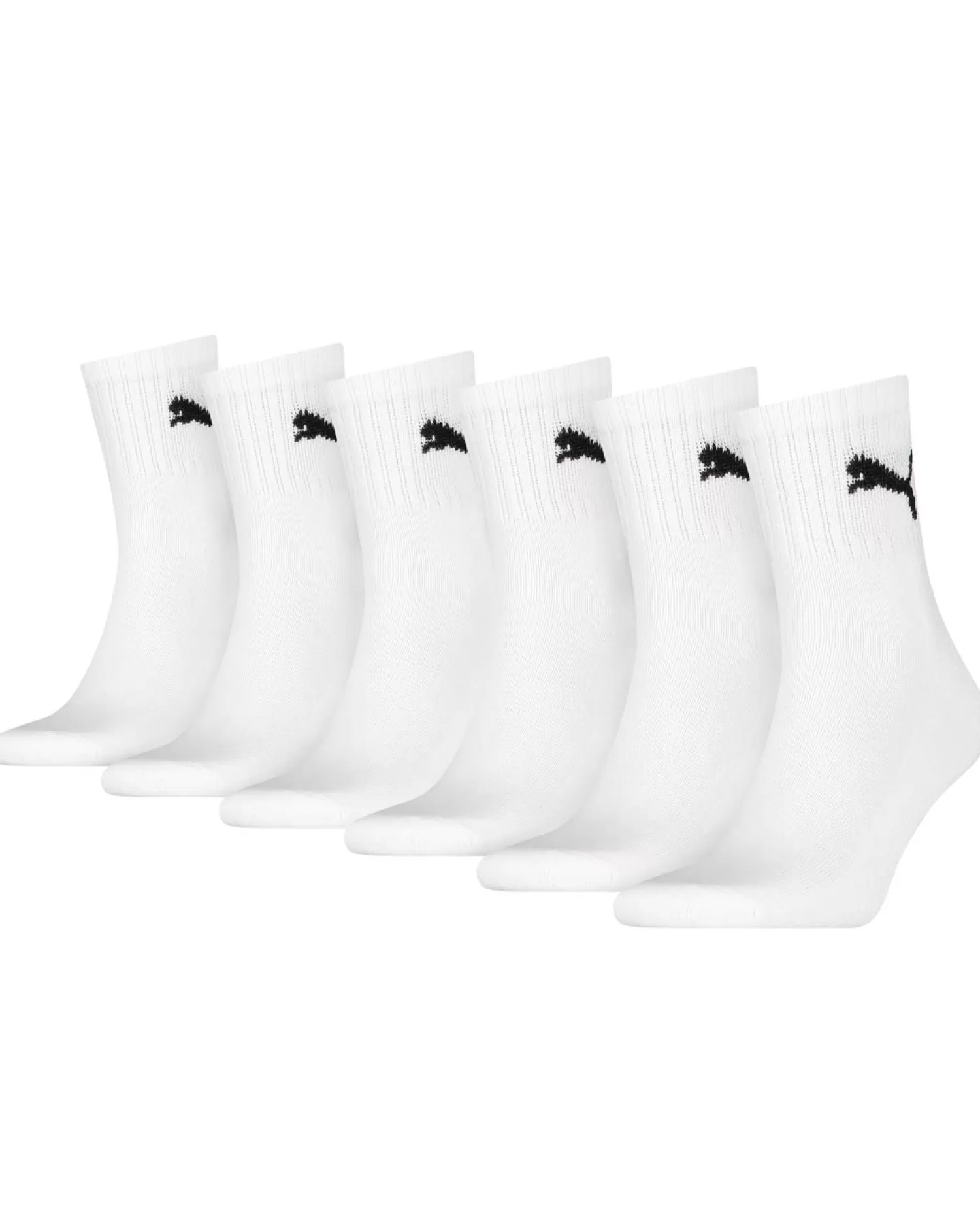 Men Puma 6 Pack Sports Short Crew Socks - White
