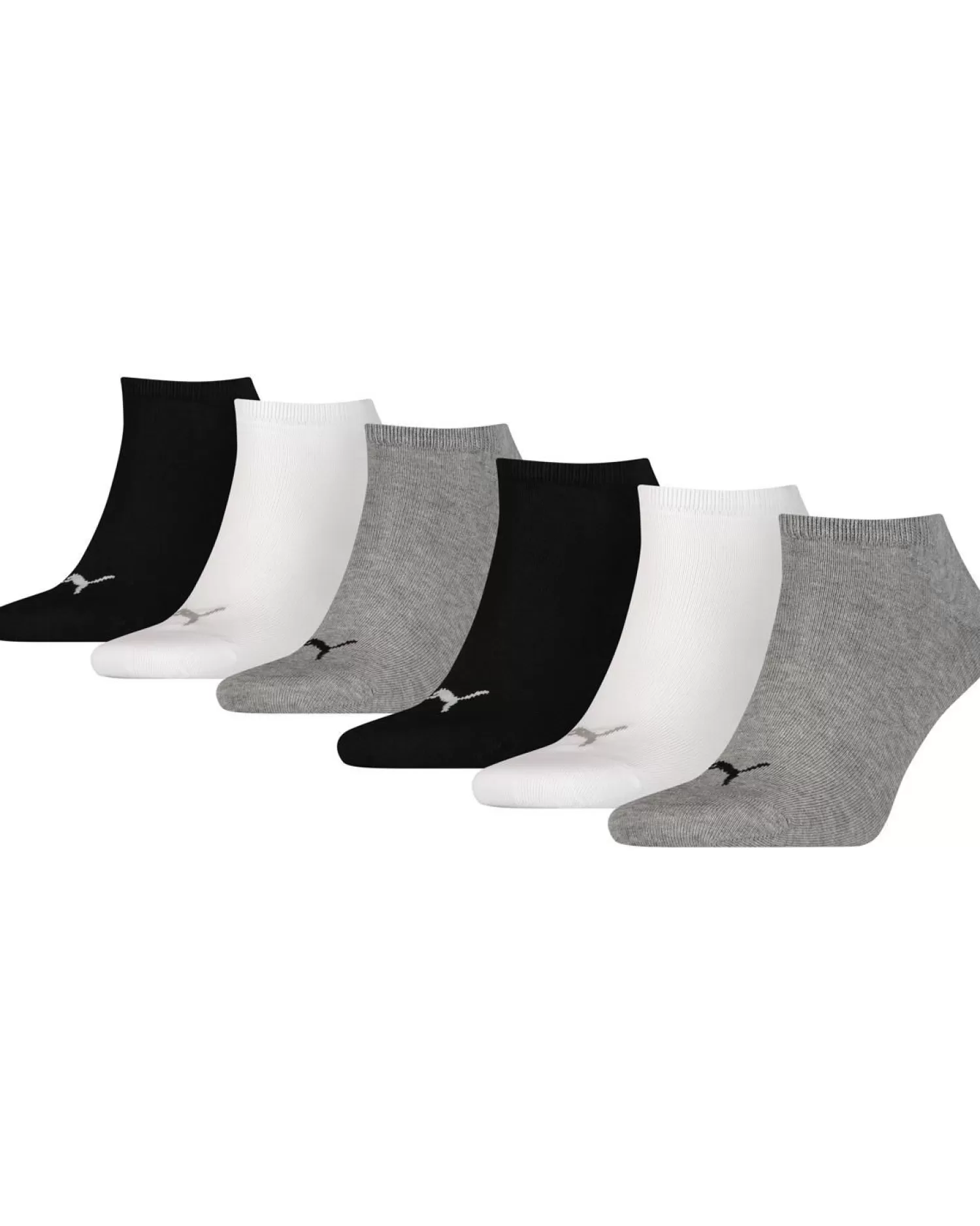 Men Puma 6 Pack Sports Sneaker Socks - Black/Grey