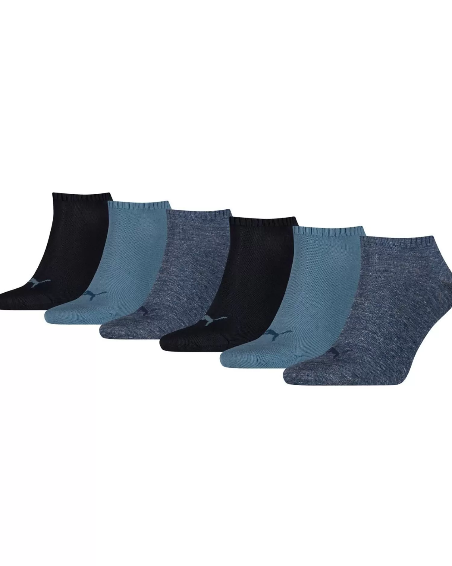 Men Puma 6 Pack Sports Sneaker Socks - Blue Combo