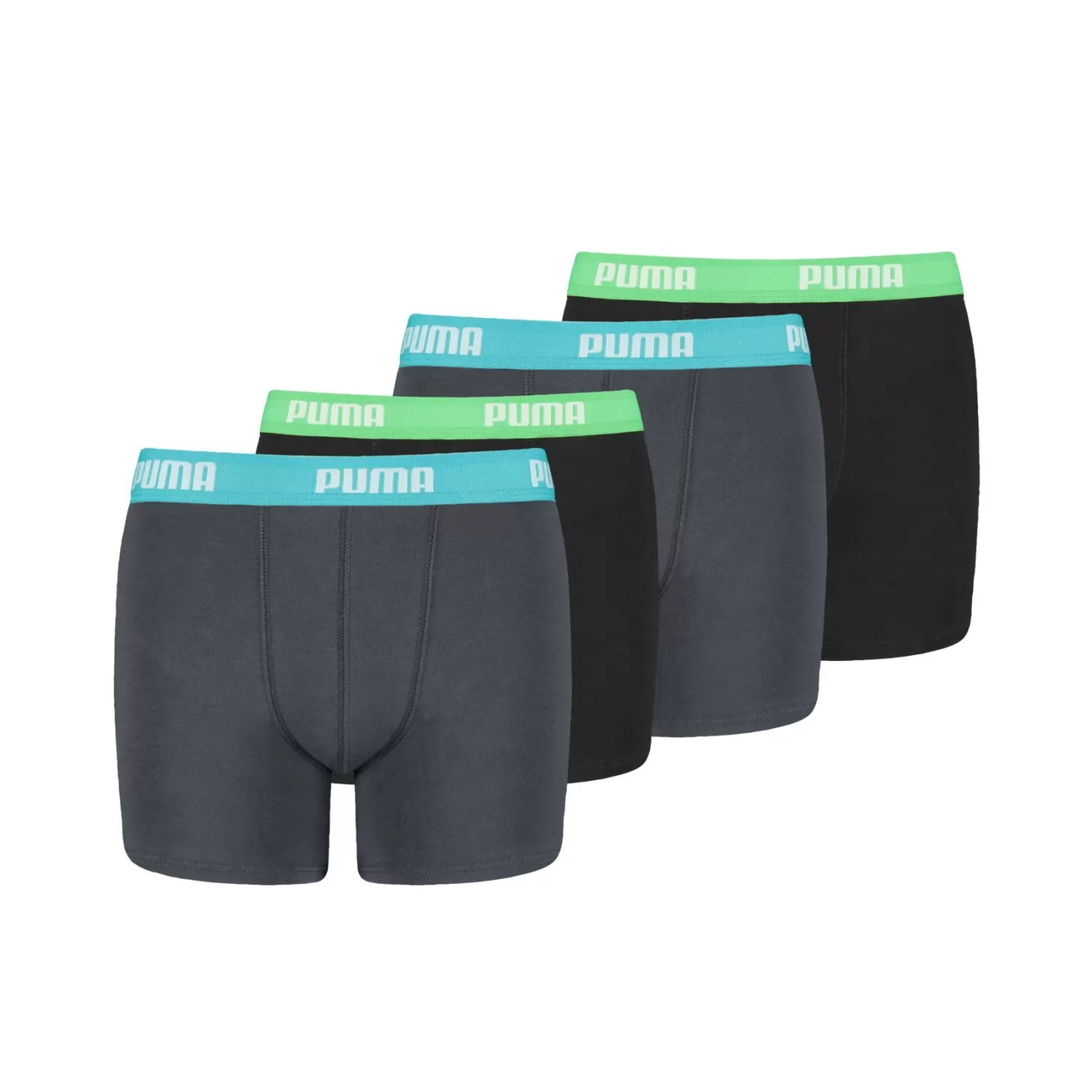 Kids Puma Boys 4 Pack Everyday Boxers - India Ink/Turquoise