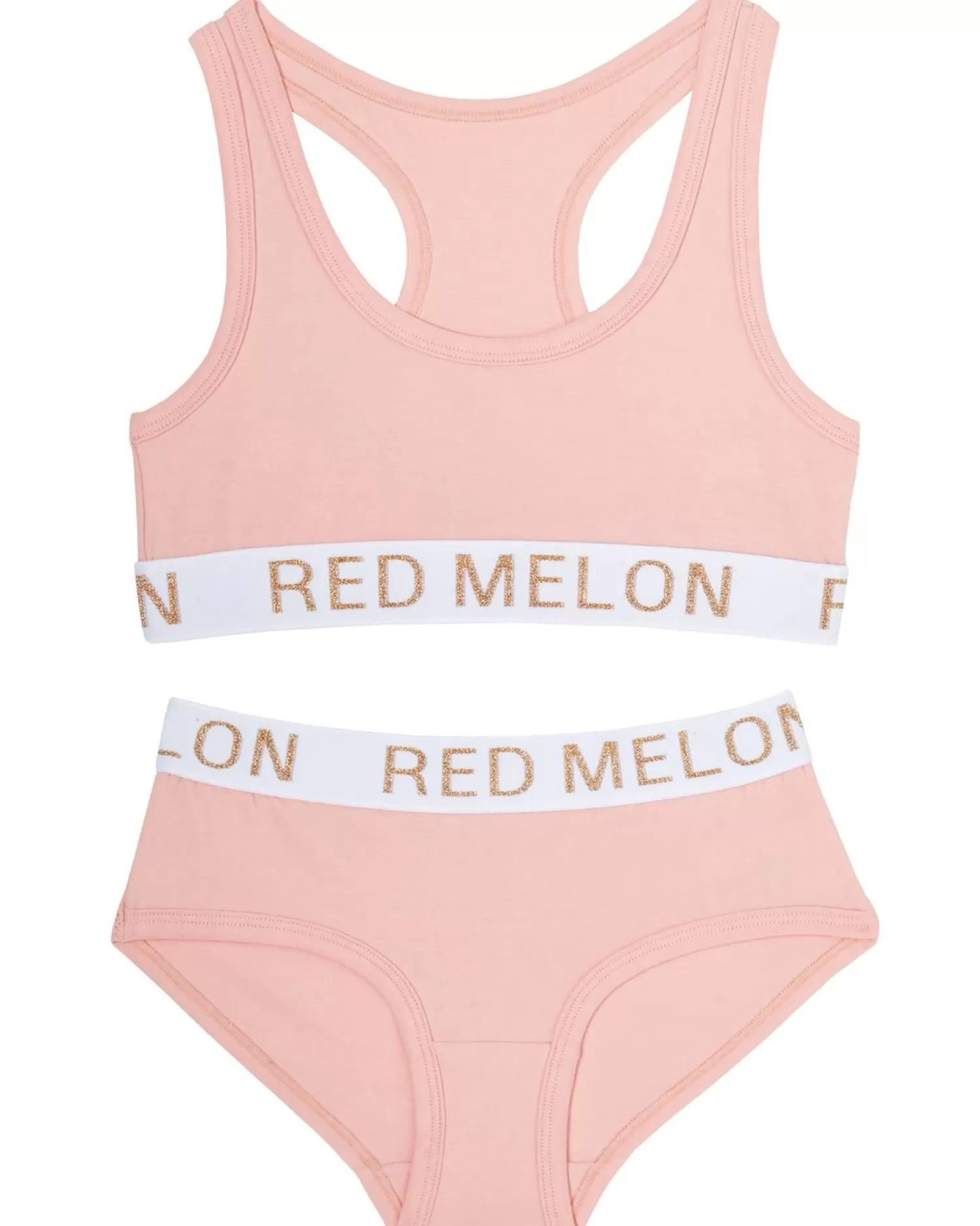 Kids Red Melon Girls Crop Top Knicker Set - Coral
