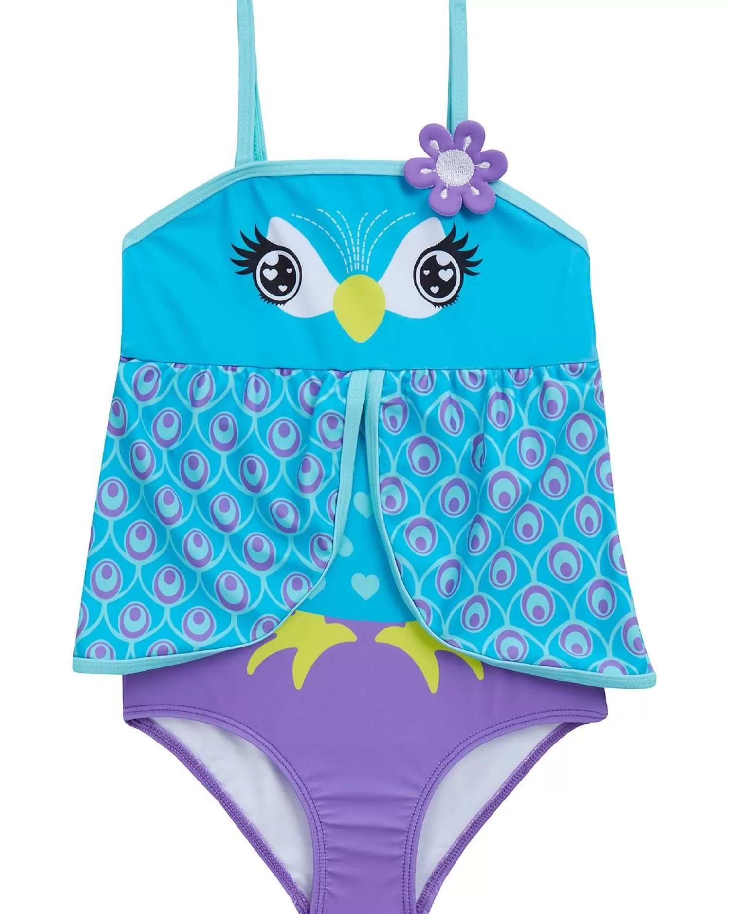 Kids Red Melon Girls Novelty Swimsuit - Blue Peacock