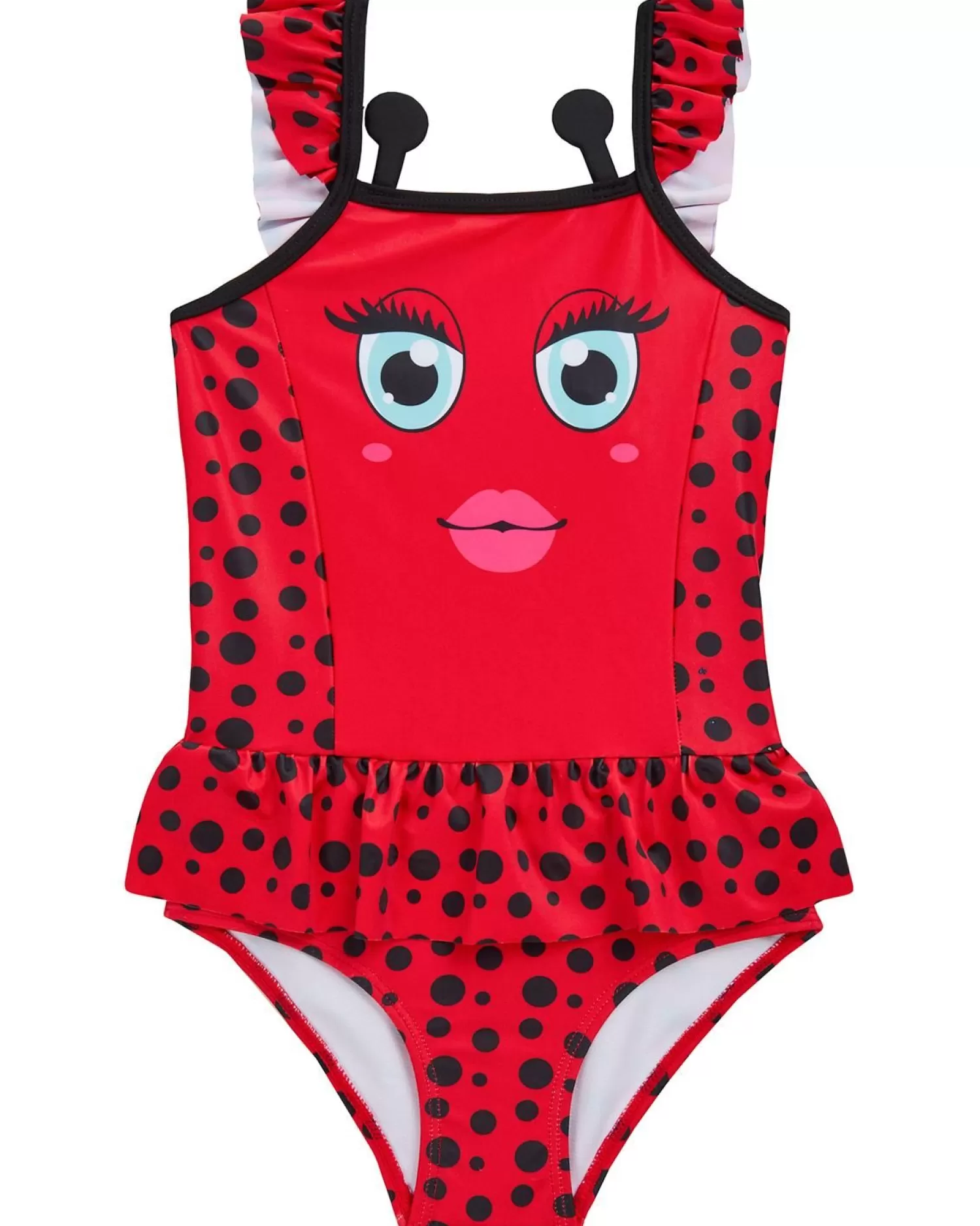 Kids Red Melon Girls Novelty Swimsuit - Red Ladybird