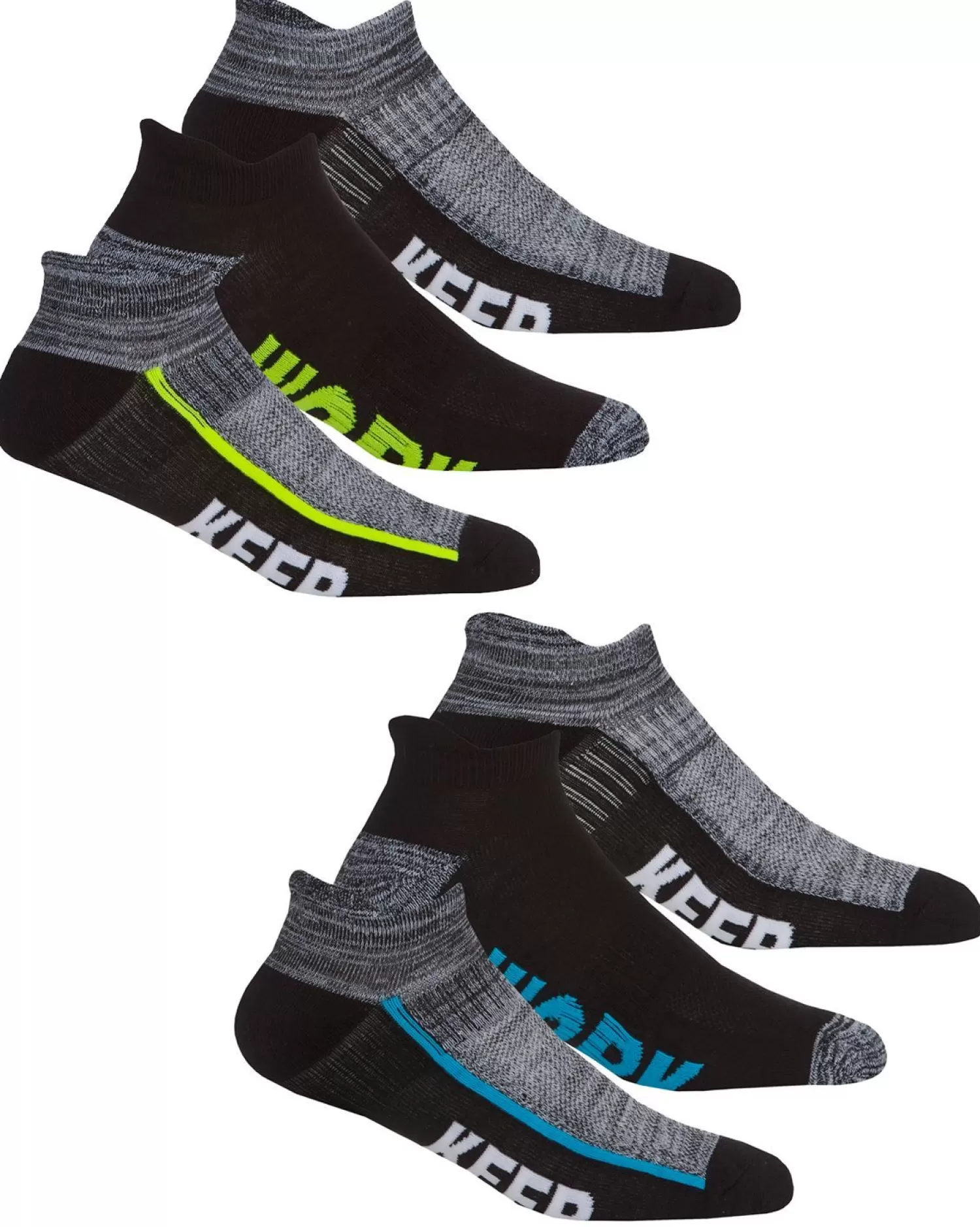 Men RedTag Mens 6 Pack Sport Trainer Socks - Black/Grey