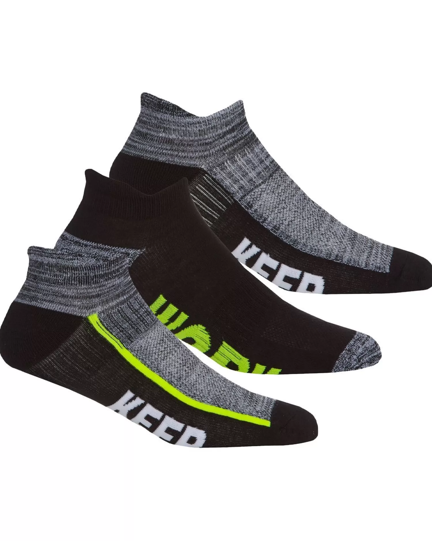 Men RedTag Mens 6 Pack Sport Trainer Socks - Black/Grey