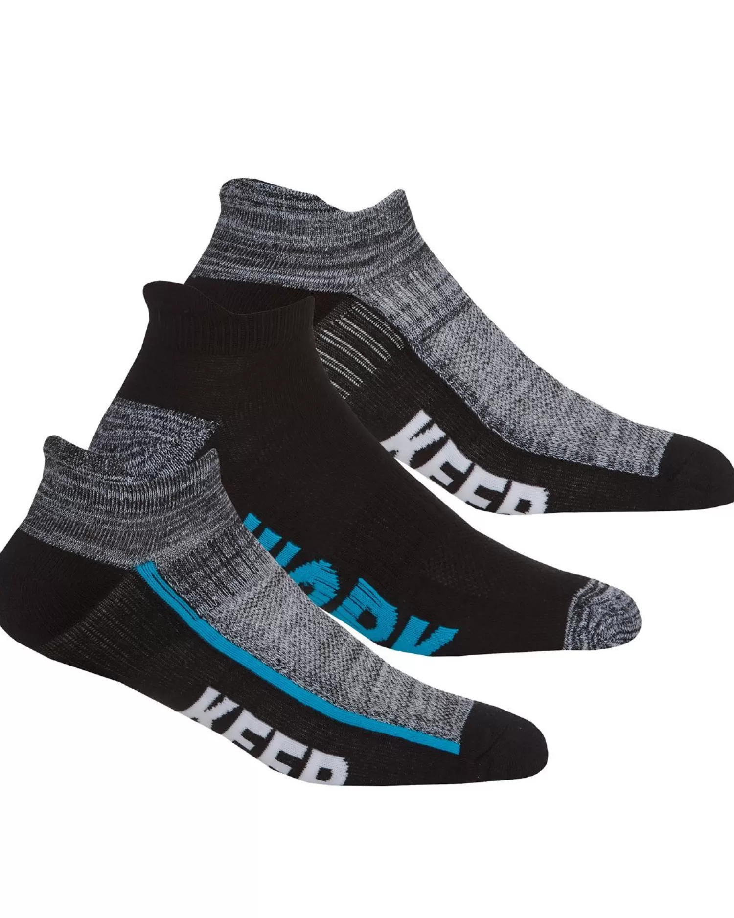 Men RedTag Mens 6 Pack Sport Trainer Socks - Black/Grey