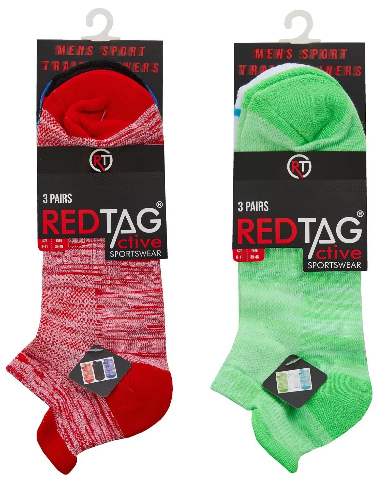 Men RedTag Mens 6 Pack Sport Trainer Socks - Multi