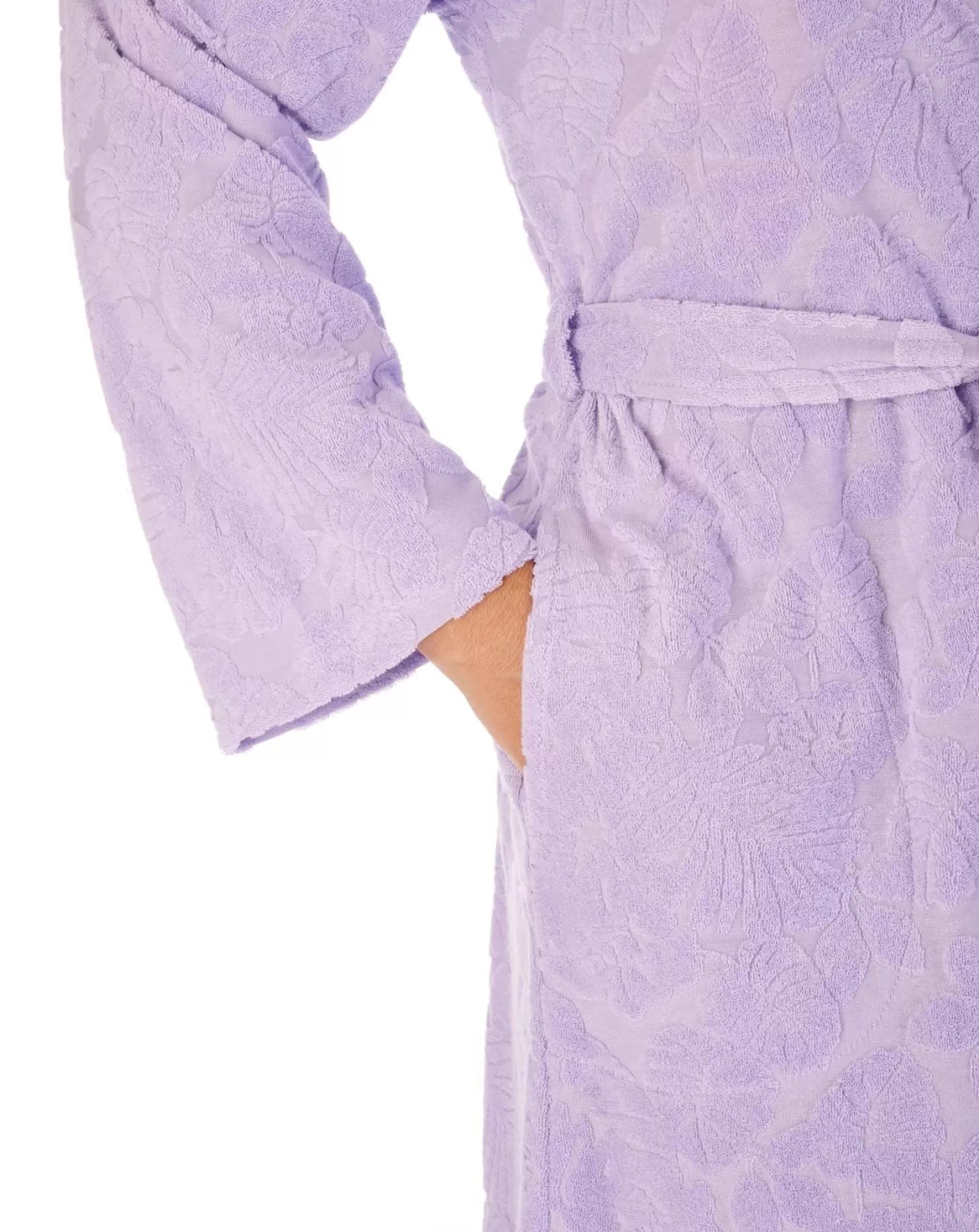 Slenderella Dressing Gowns | 38" Floral Embossed Dressing Gown - Lilac