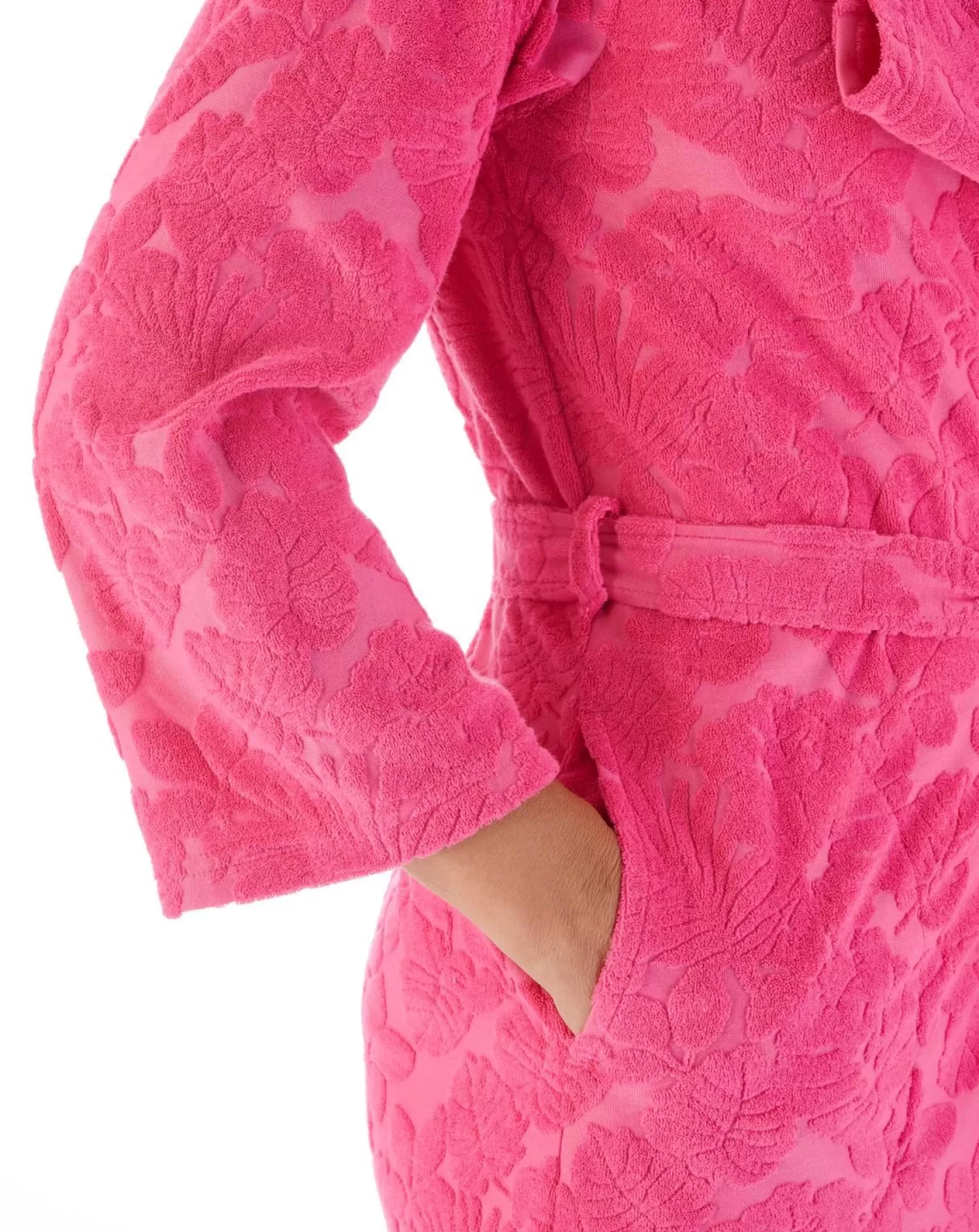 Slenderella Dressing Gowns | 38" Floral Embossed Dressing Gown - Raspberry