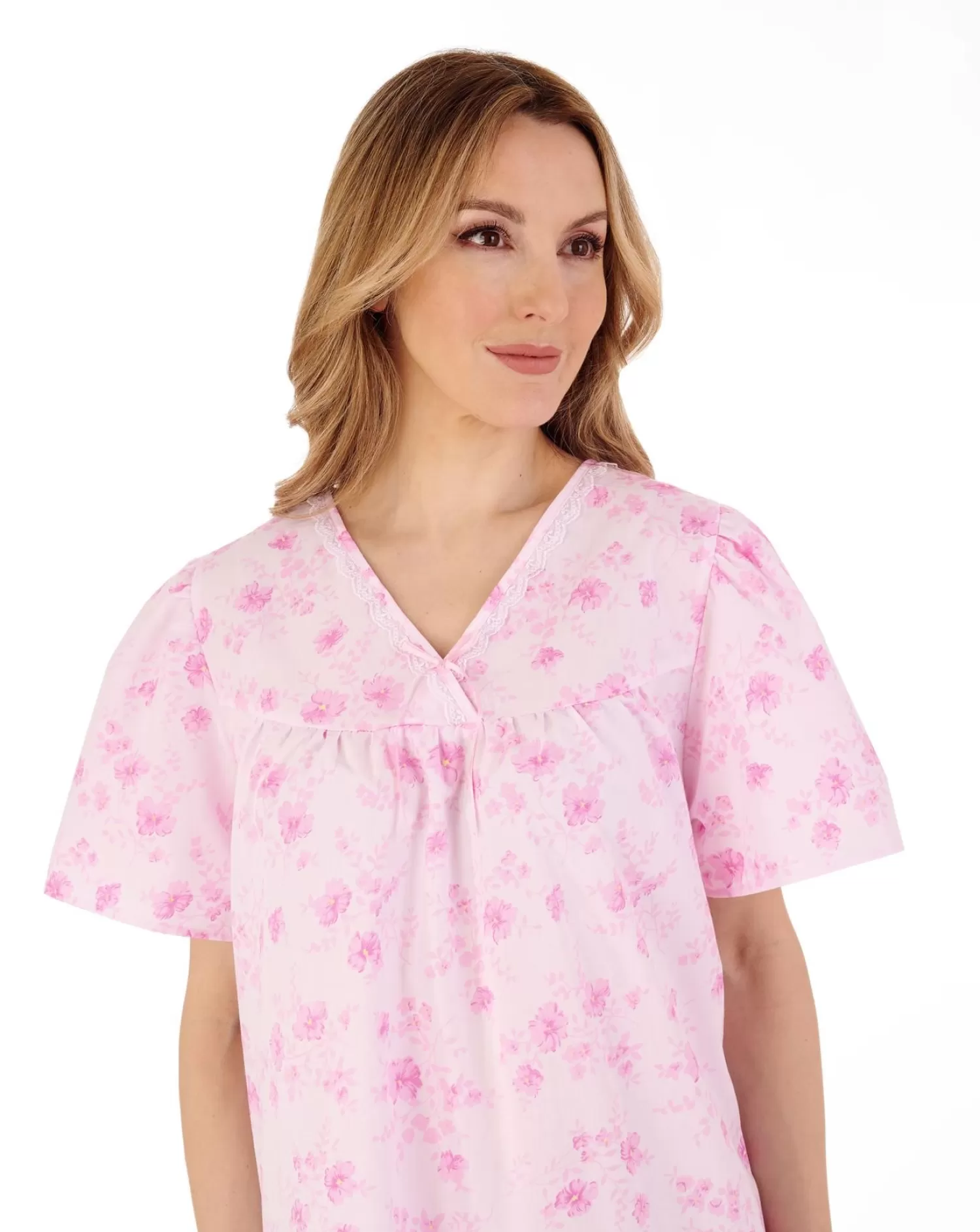 Slenderella Nighties | 42" Brushed Open Back Nightdress - Pink