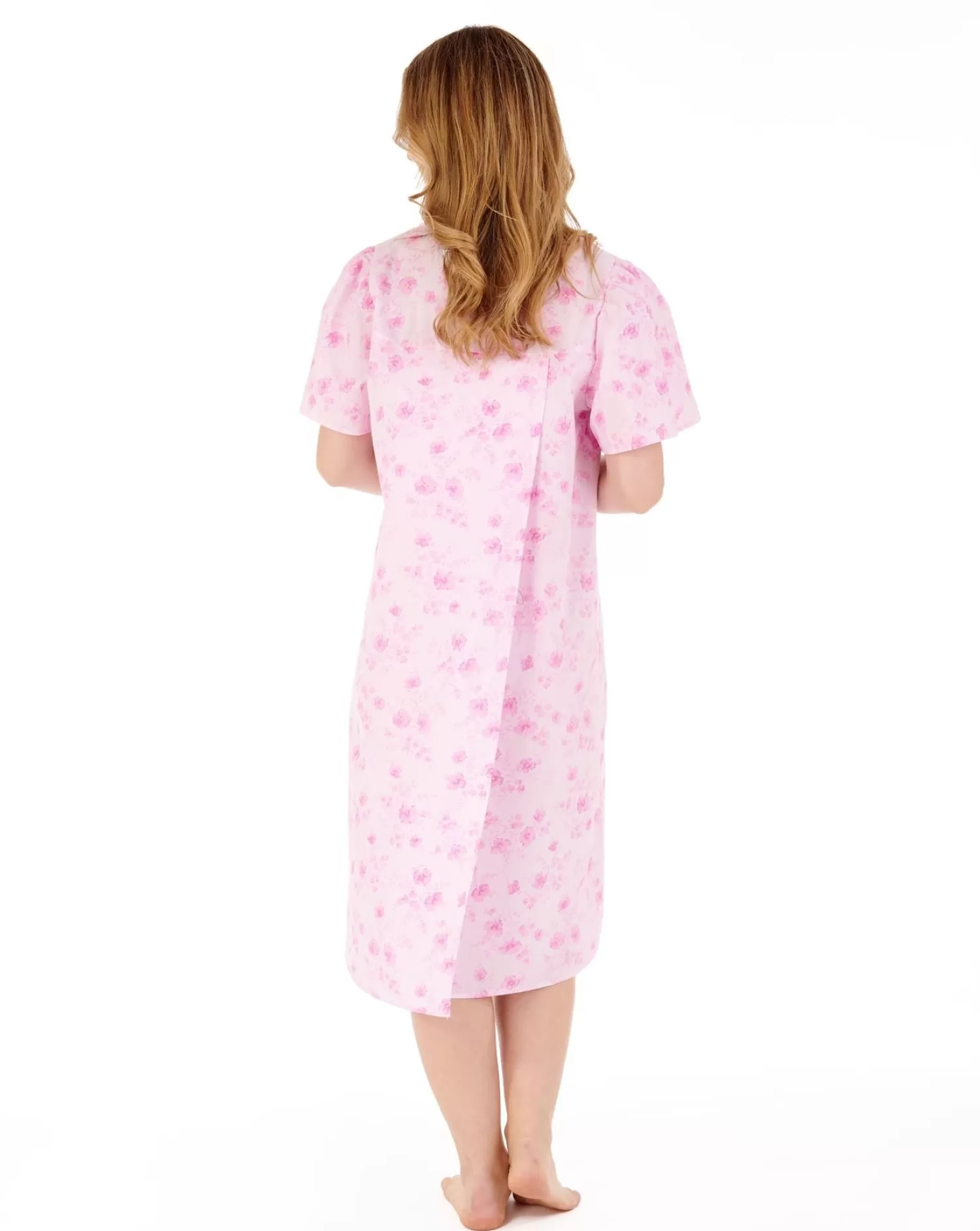 Slenderella Nighties | 42" Brushed Open Back Nightdress - Pink