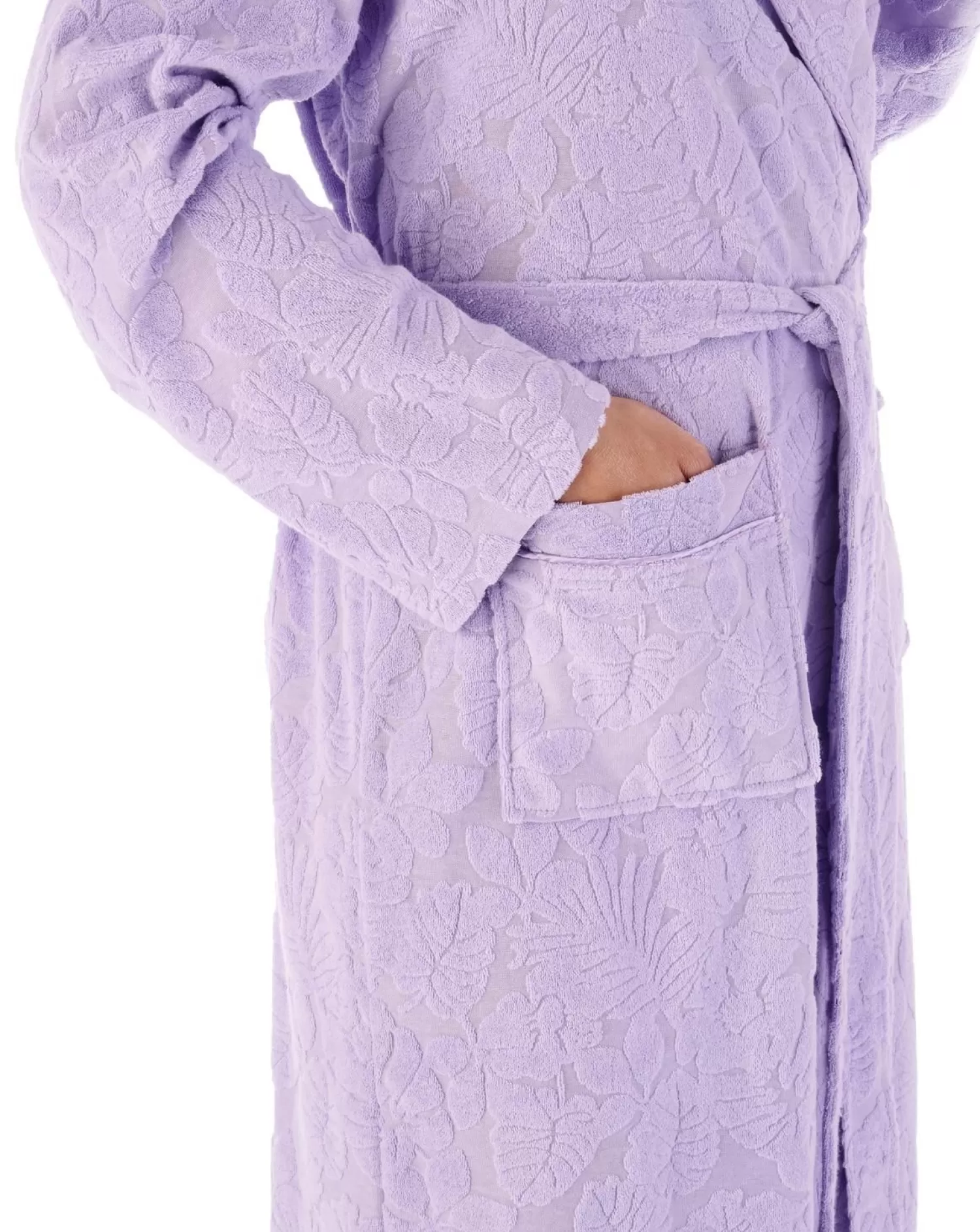 Slenderella Dressing Gowns | 46" Floral Embossed Dressing Gown - Lilac