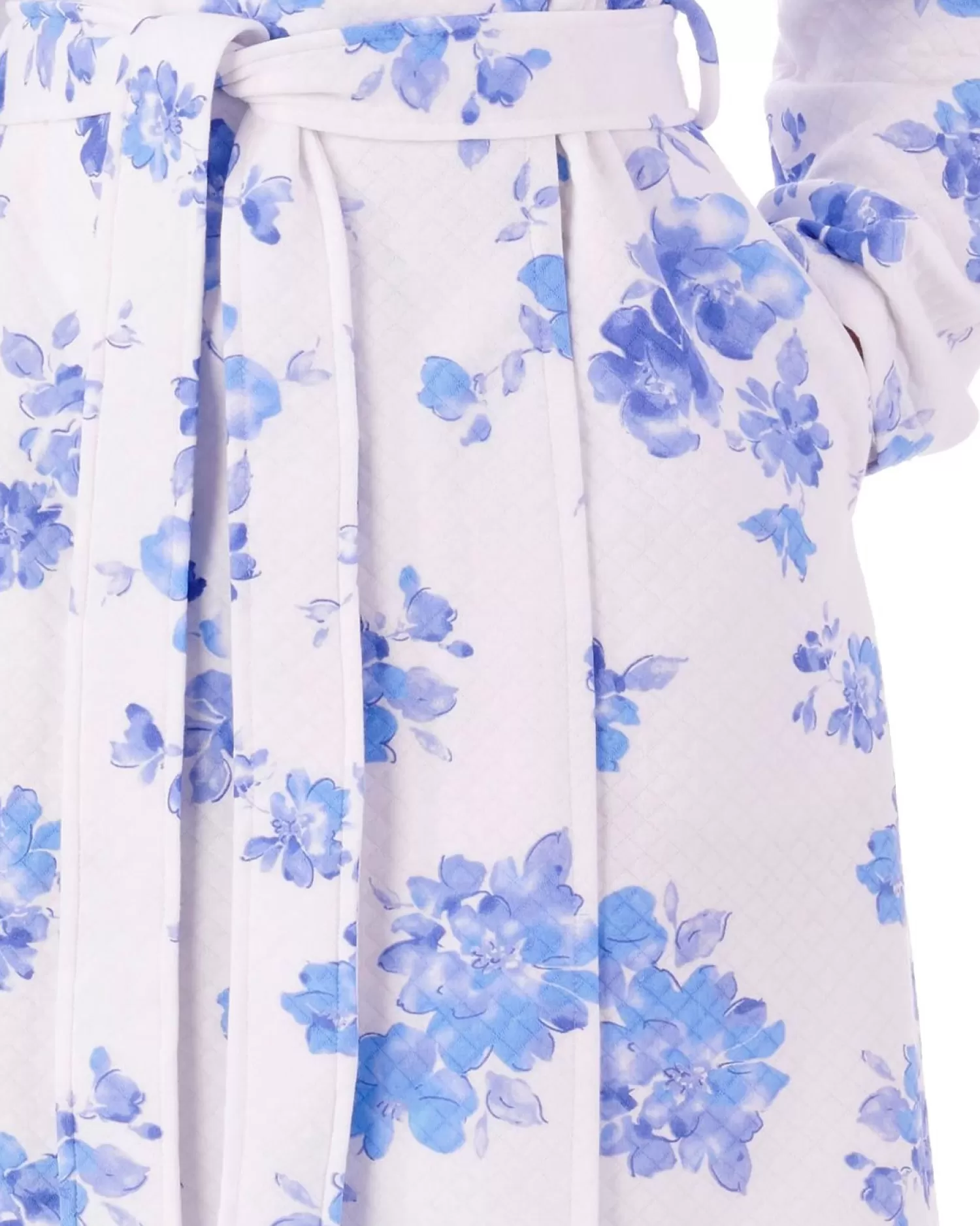 Slenderella Dressing Gowns | 46" Floral Mock Quilt Dressing Gown - Blue