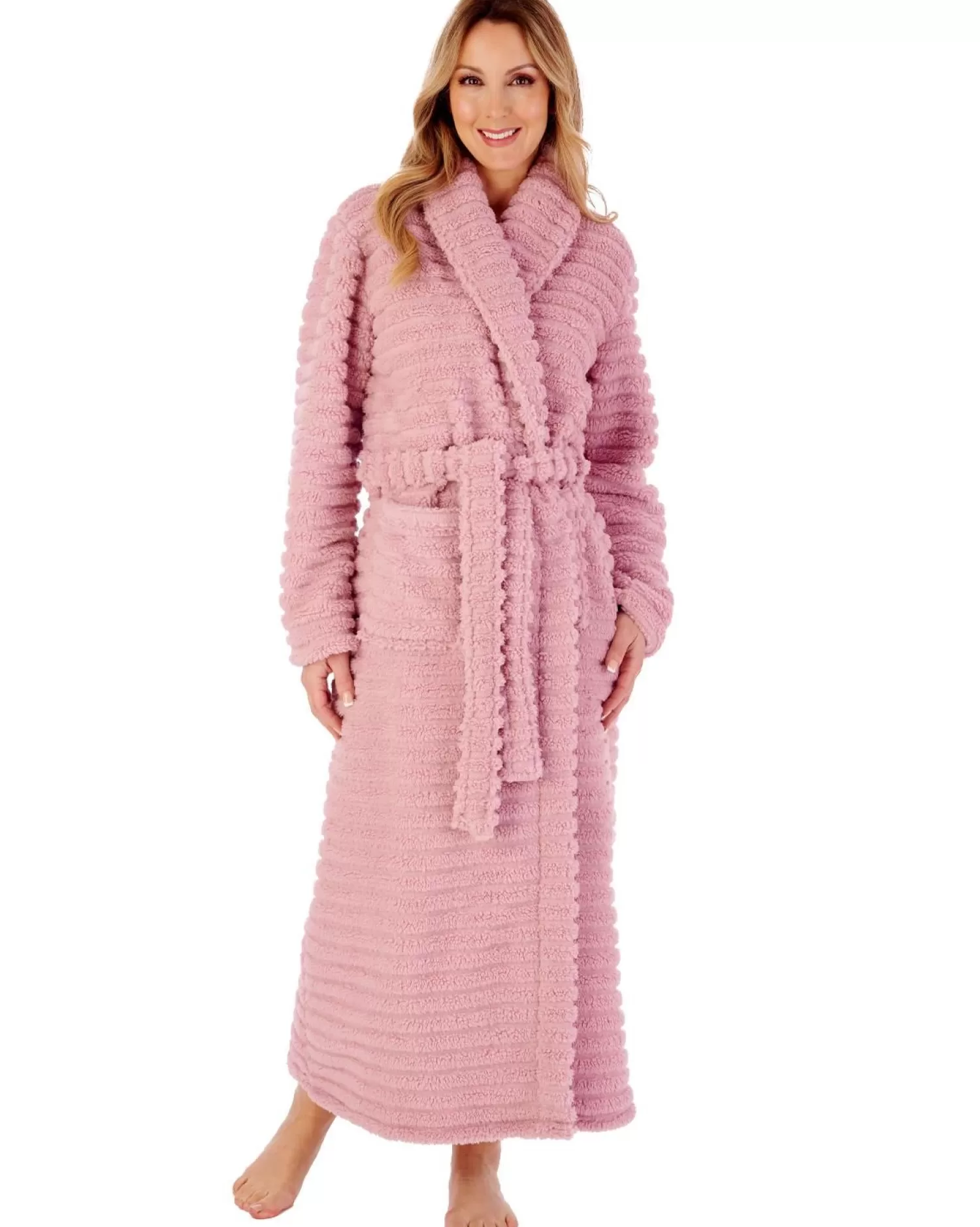 Slenderella Dressing Gowns | 52" Teddy Fleece Wrap Dressing Gown - Pink