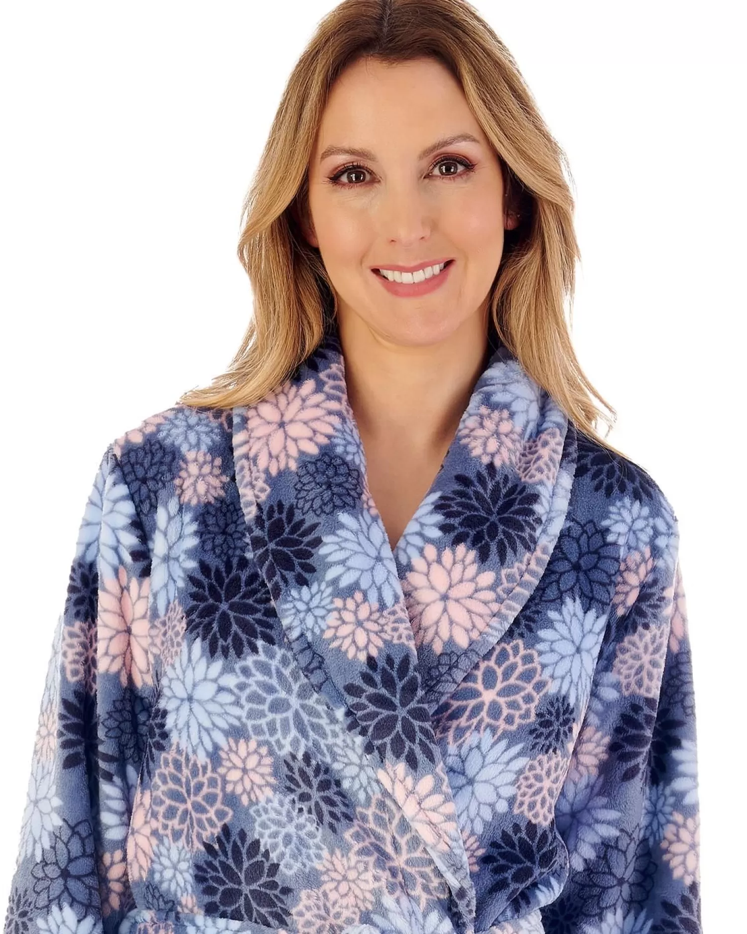 Slenderella Dressing Gowns | Bold Floral Wrap Dressing Gown - Blue