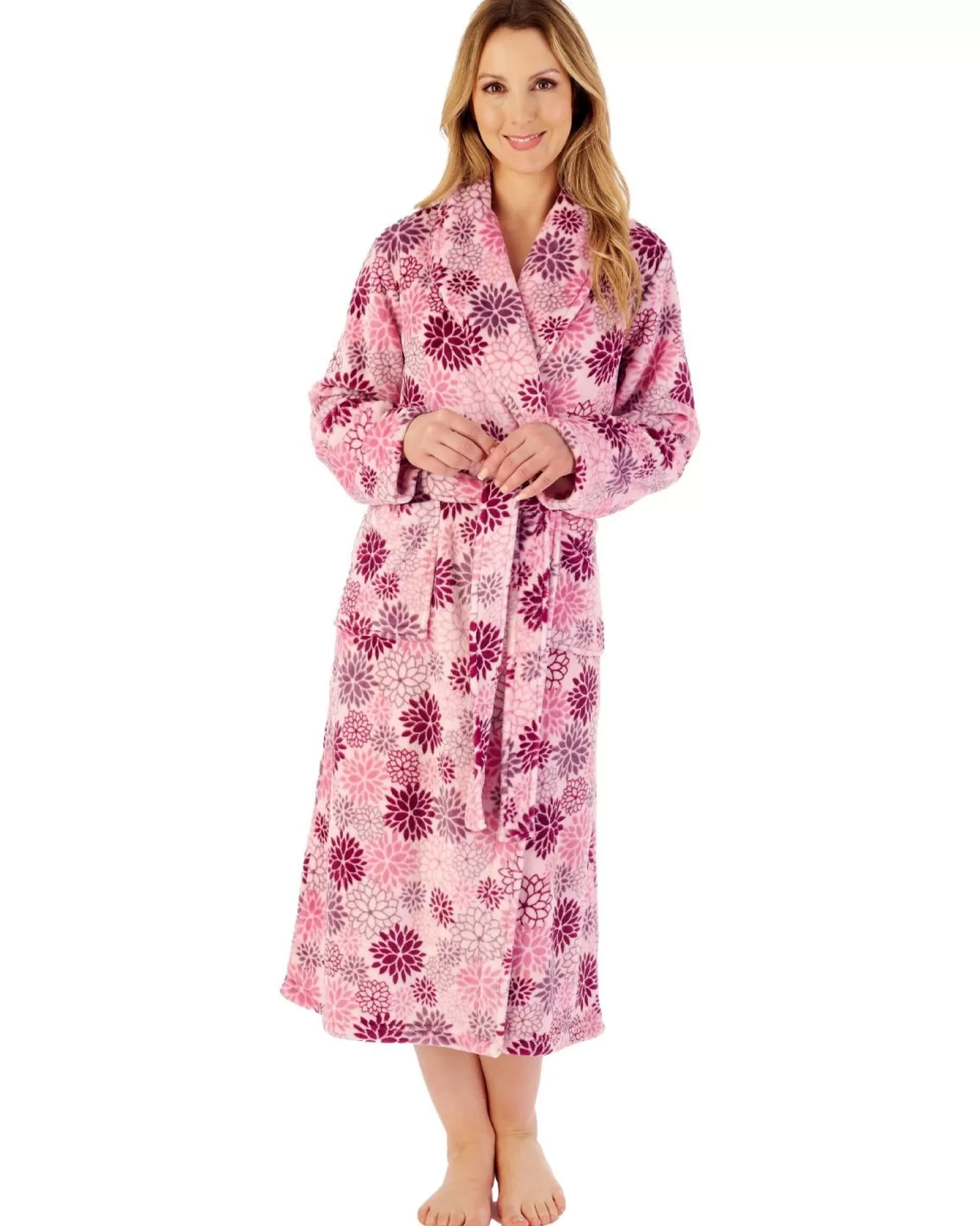 Slenderella Dressing Gowns | Bold Floral Wrap Dressing Gown - Pink