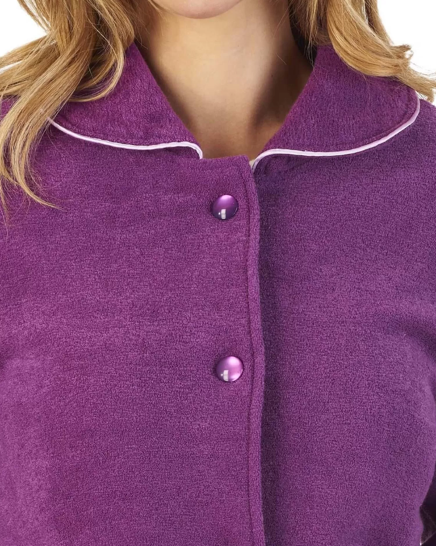 Slenderella Dressing Gowns | Boucle Fleece Bed Jacket - Plum