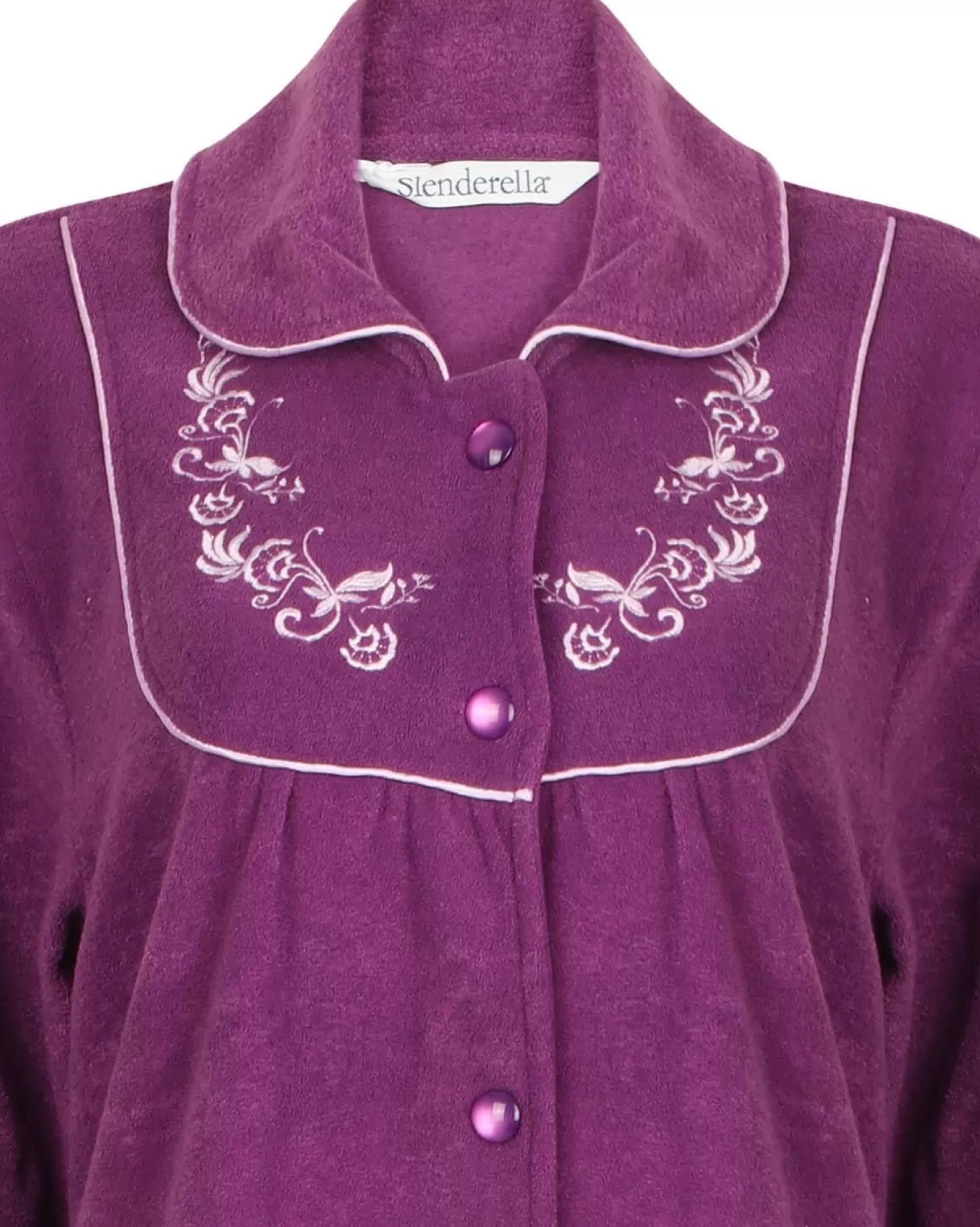 Slenderella Dressing Gowns | Boucle Fleece Button Dressing Gown - Plum