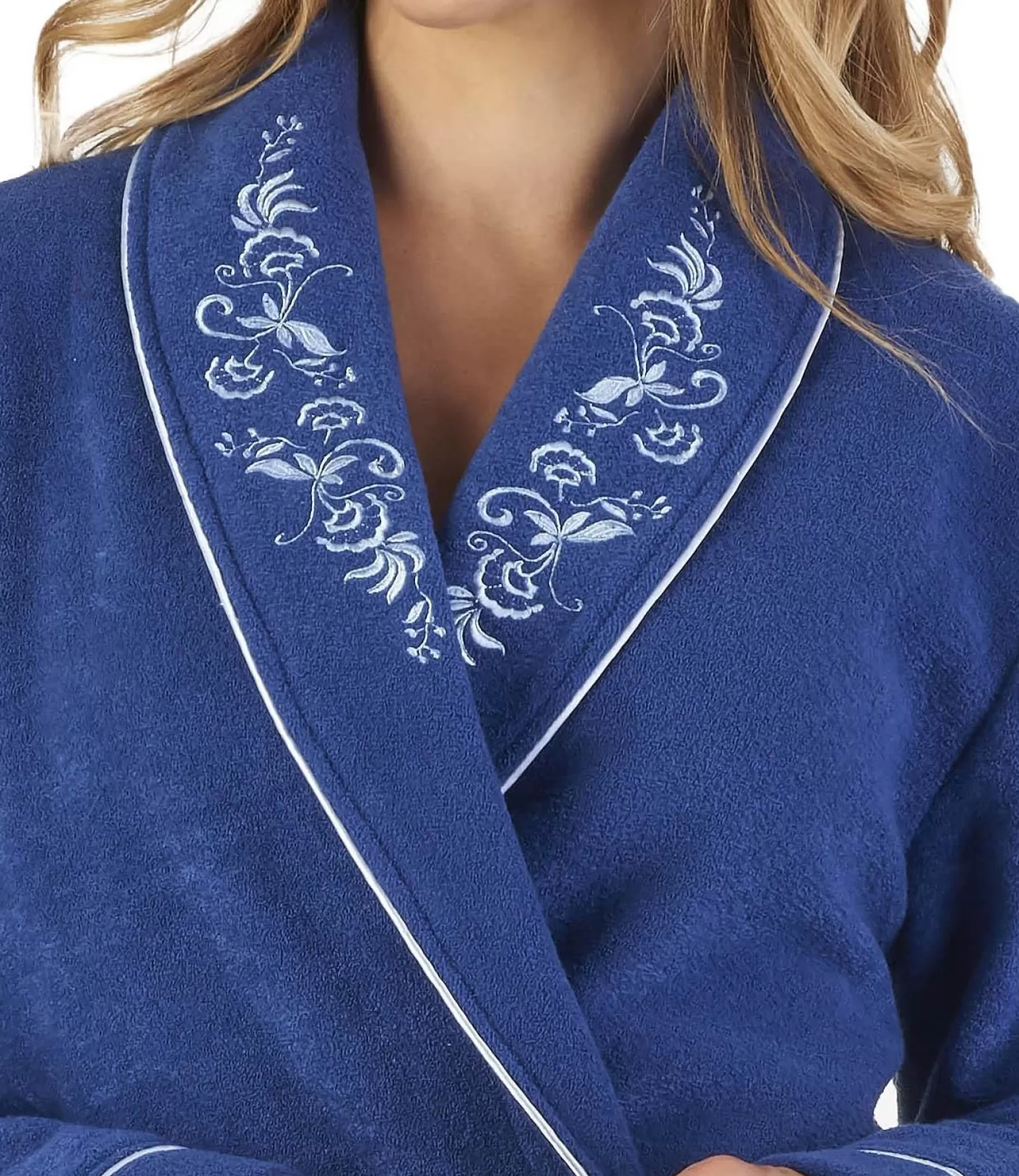 Slenderella Dressing Gowns | Boucle Fleece Dressing Gown - Navy