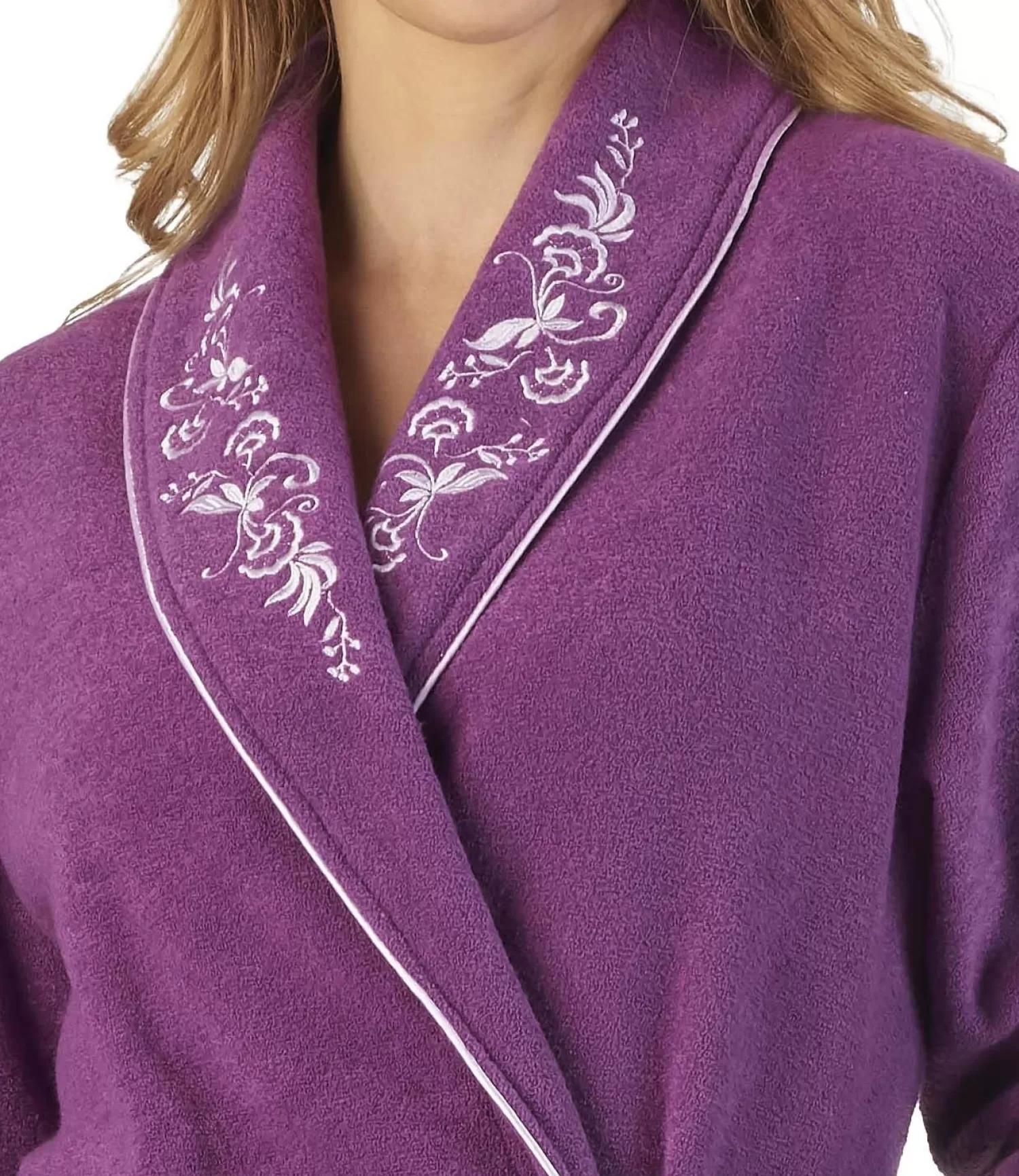 Slenderella Dressing Gowns | Boucle Fleece Dressing Gown - Plum