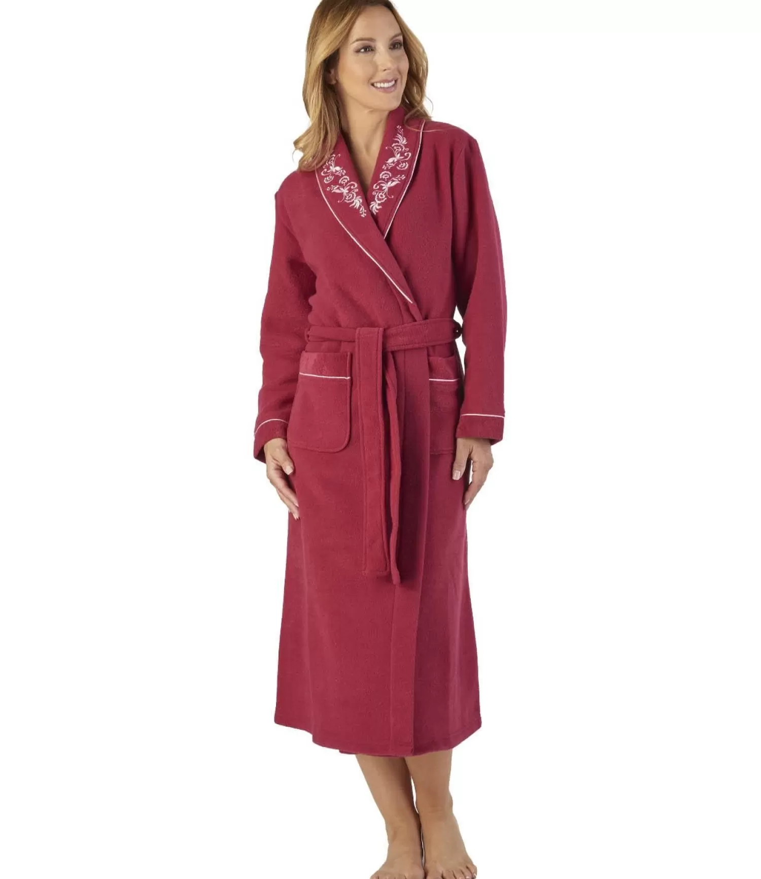 Slenderella Dressing Gowns | Boucle Fleece Dressing Gown - Raspberry