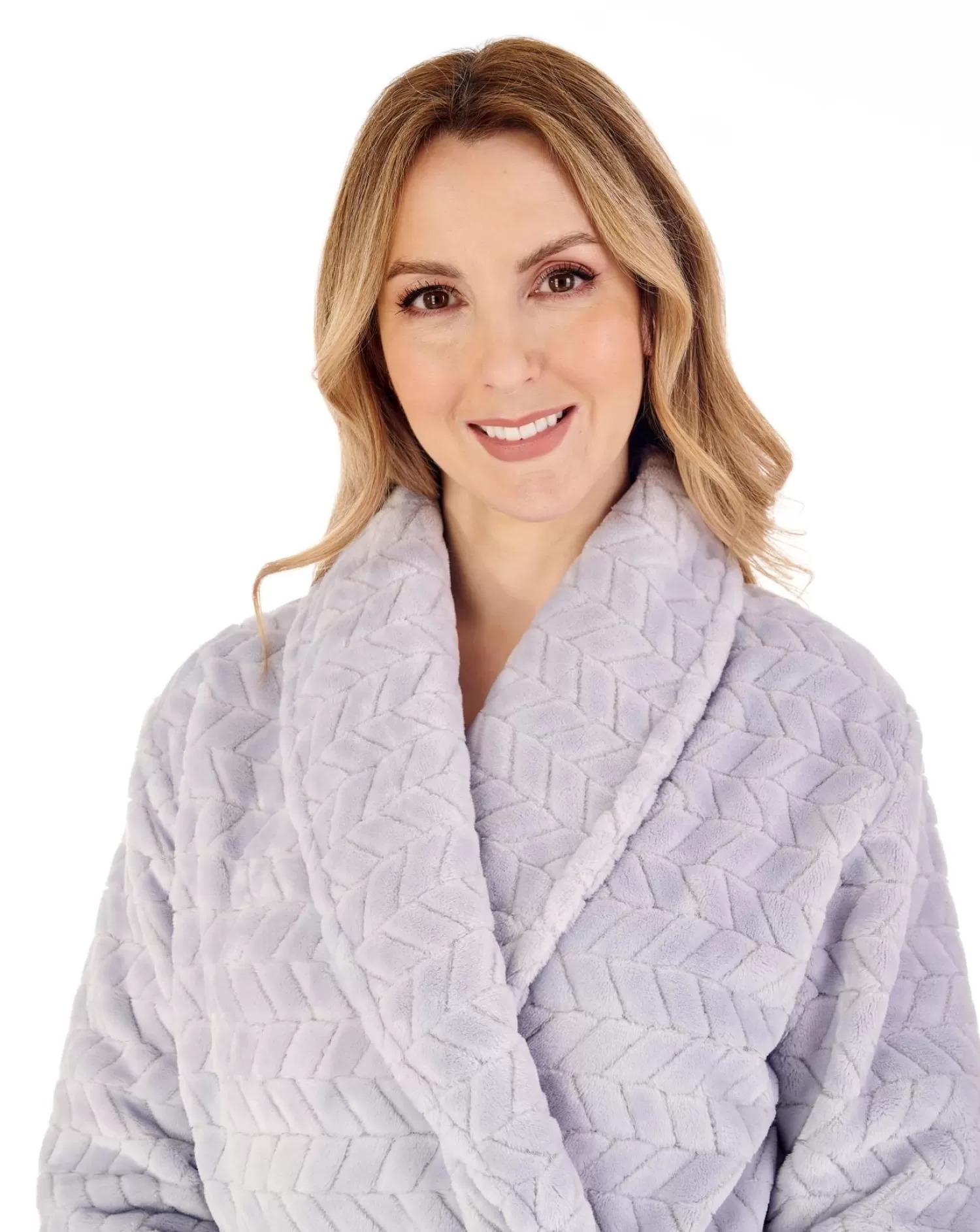 Slenderella Dressing Gowns | Chevron Fleece Wrap Dressing Gown - Grey