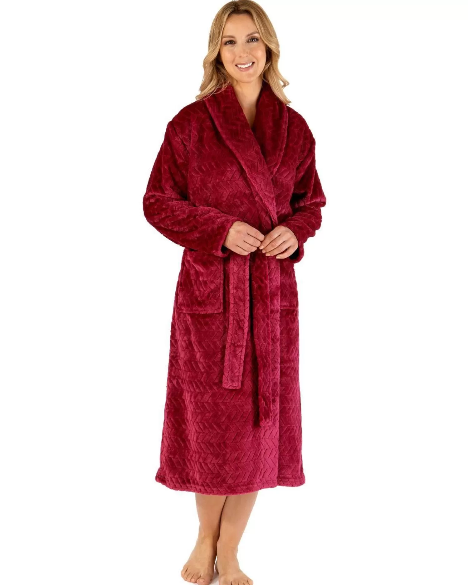 Slenderella Dressing Gowns | Chevron Wrap Dressing Gown - Raspberry