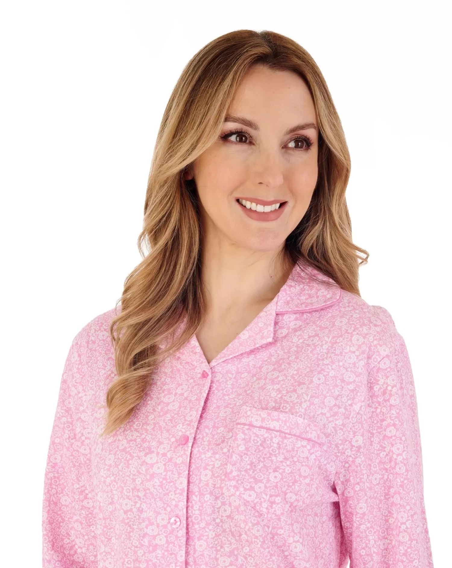 Slenderella Pyjamas | Ditsy Floral Jersey Tailored Pyjamas - Pink