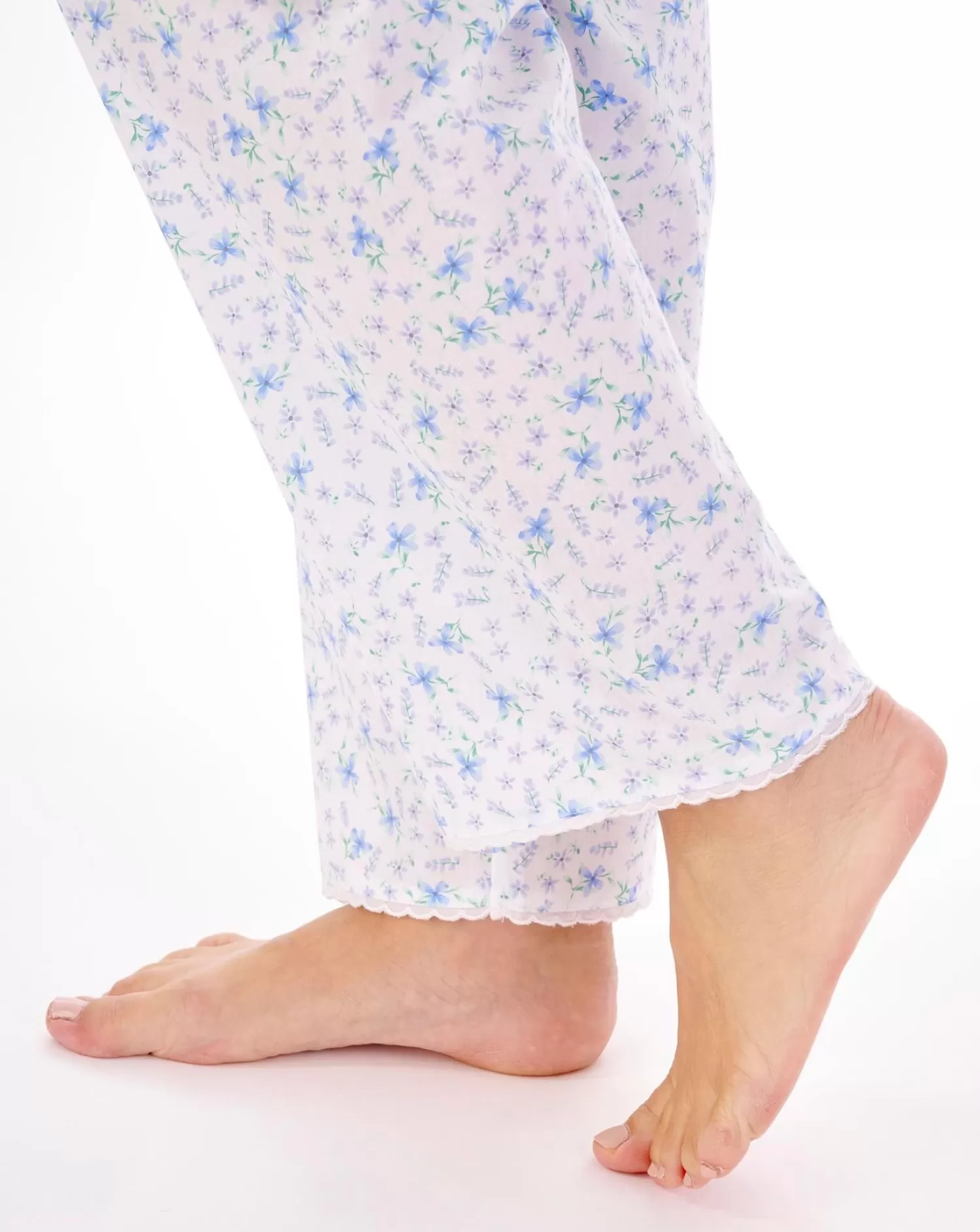 Slenderella Pyjamas | Ditsy Floral Tailored Woven Cotton Pyjamas - Blue
