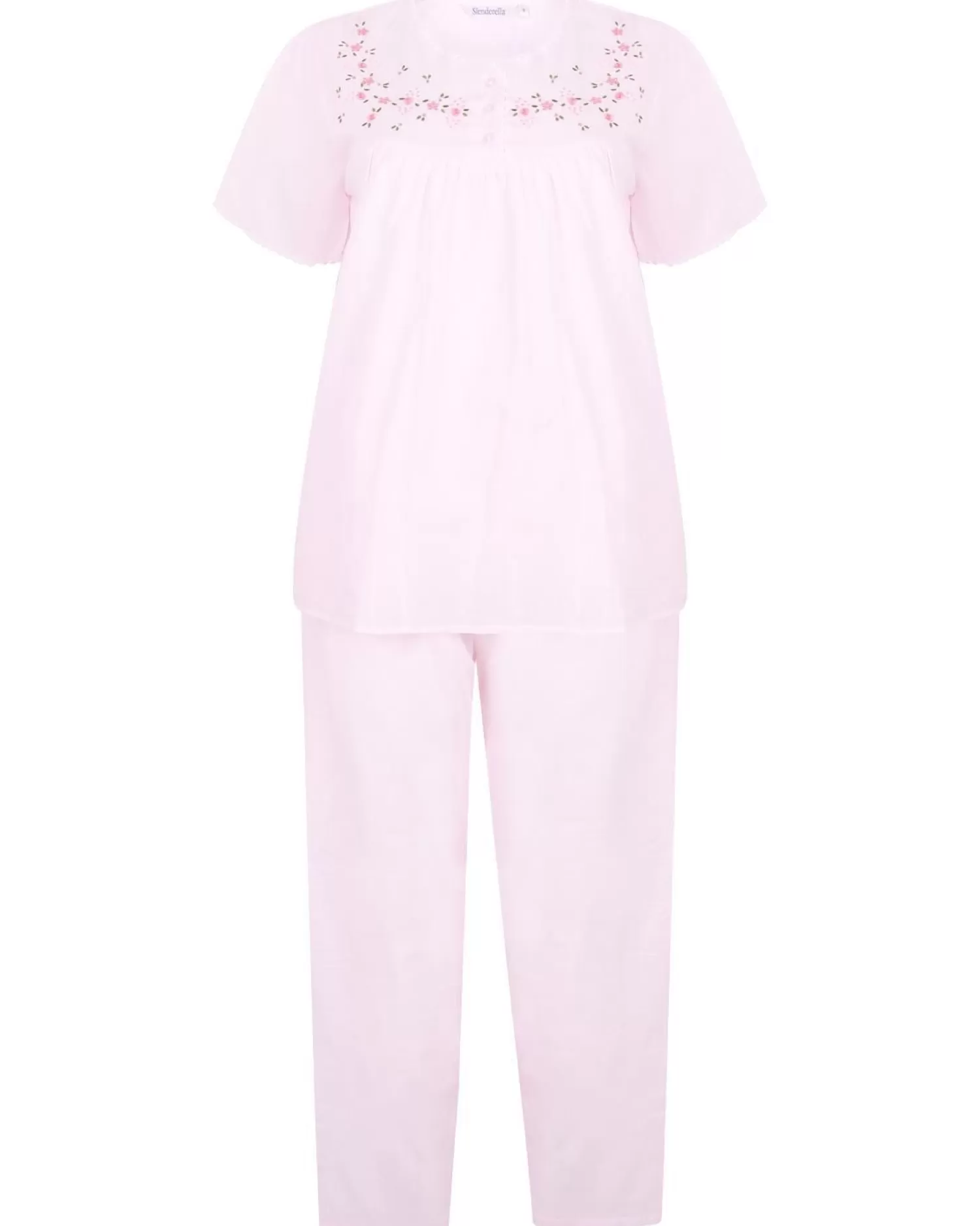 Slenderella Pyjamas | Embroidered Yoke Pyjamas - Pink