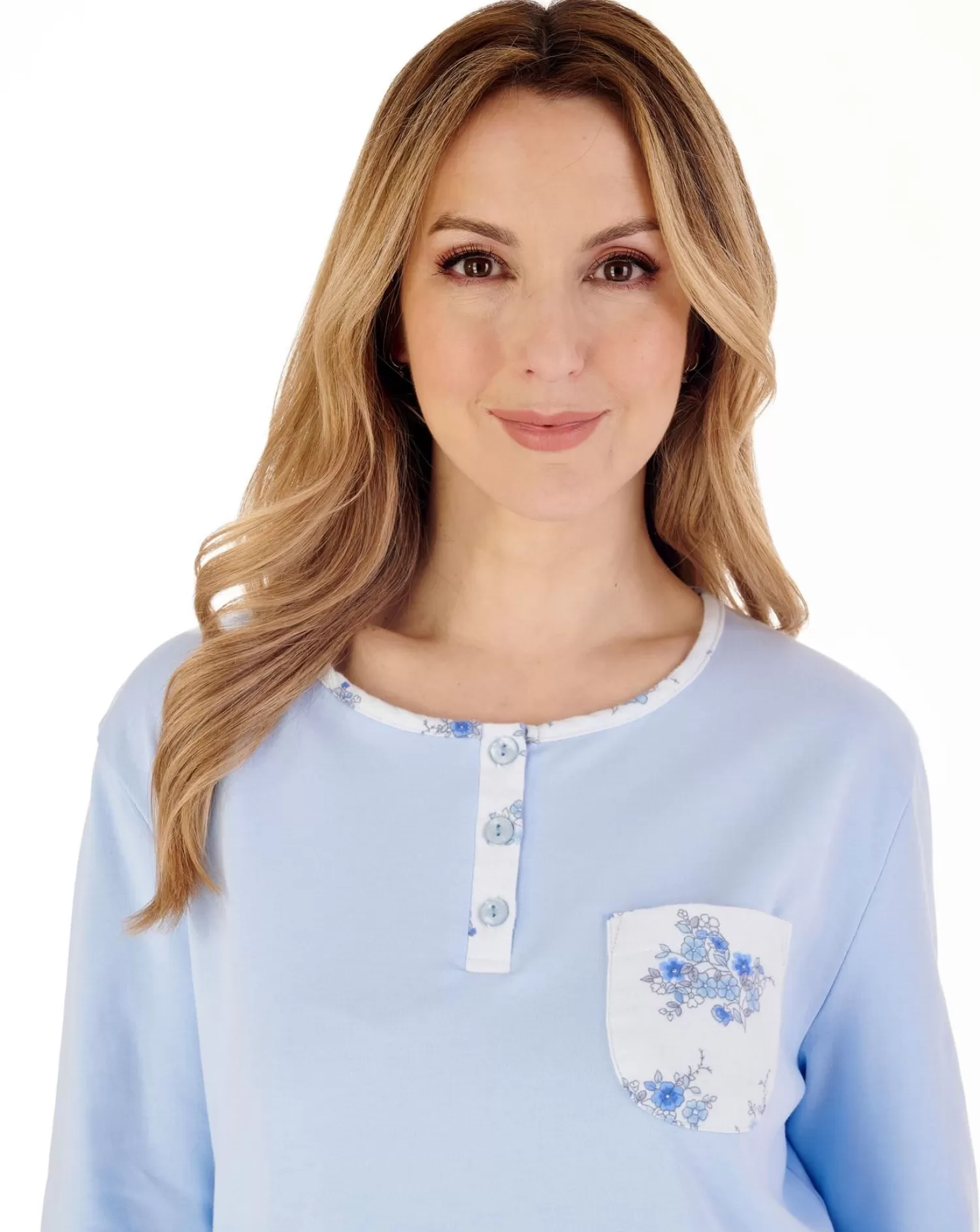 Slenderella Pyjamas | Flannel & Interlock Long Pyjamas - Blue