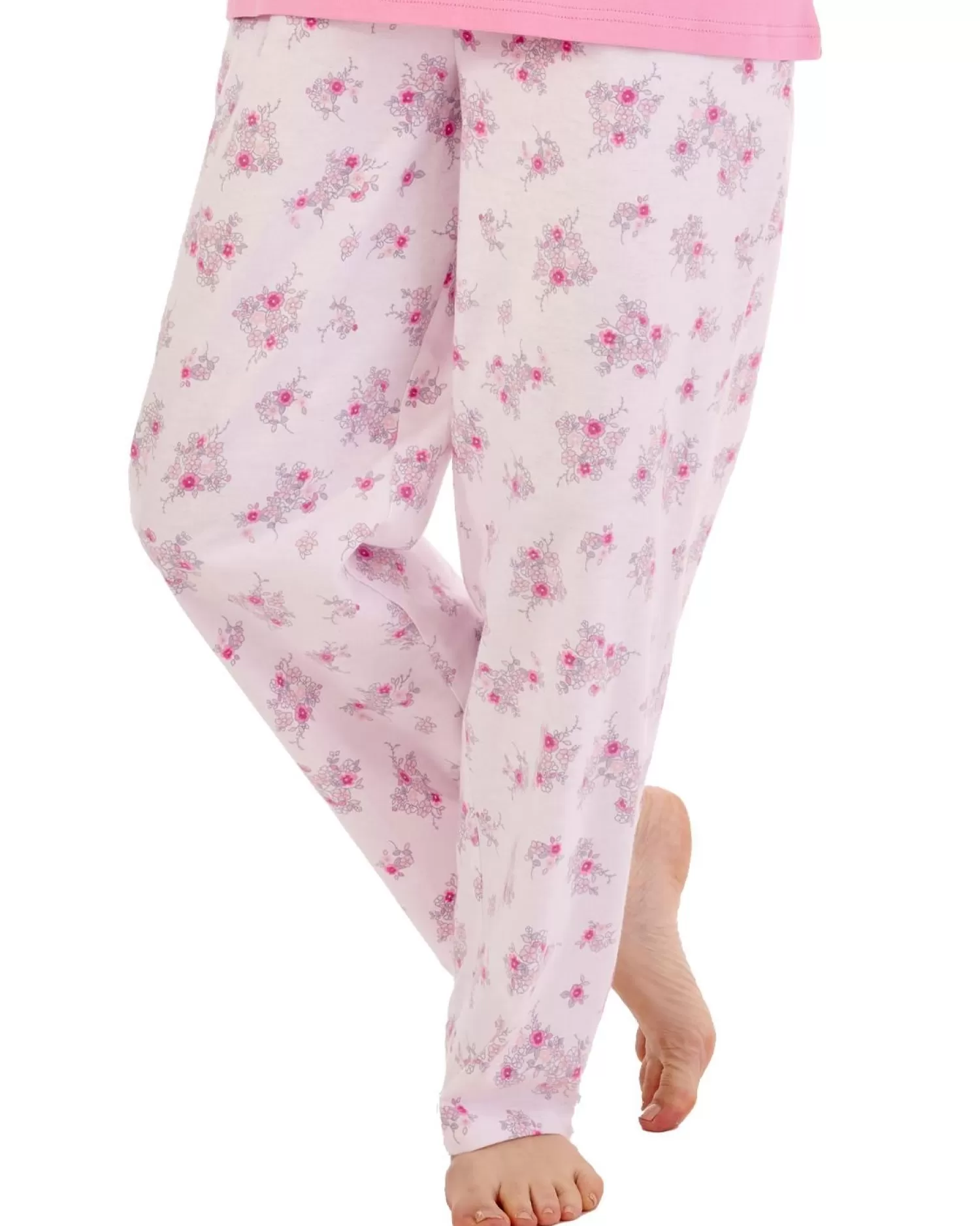 Slenderella Pyjamas | Flannel & Interlock Long Pyjamas - Pink