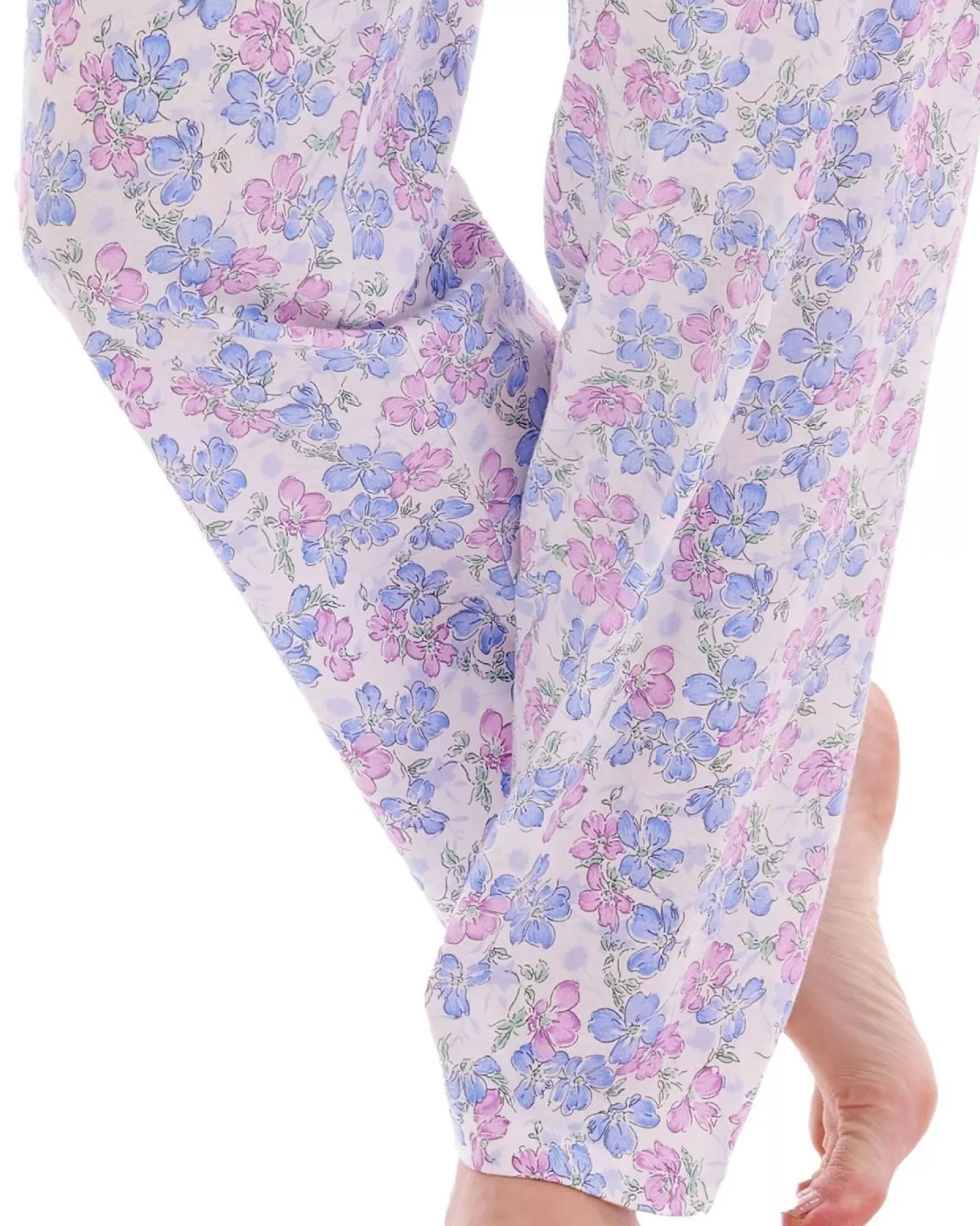 Slenderella Pyjamas | Floral Button Through Pyjamas - Blue