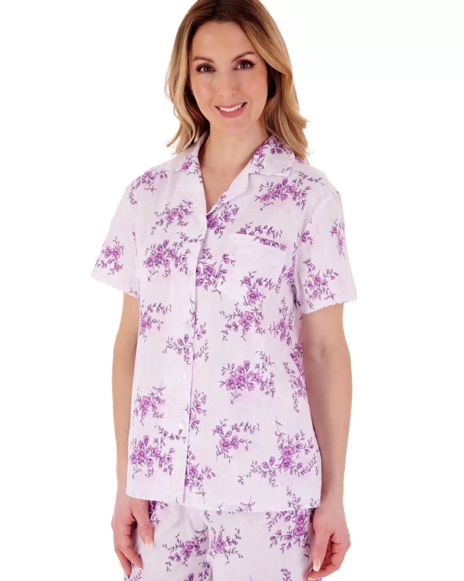 Slenderella Nighties | Floral Woven Pyjamas - Lilac