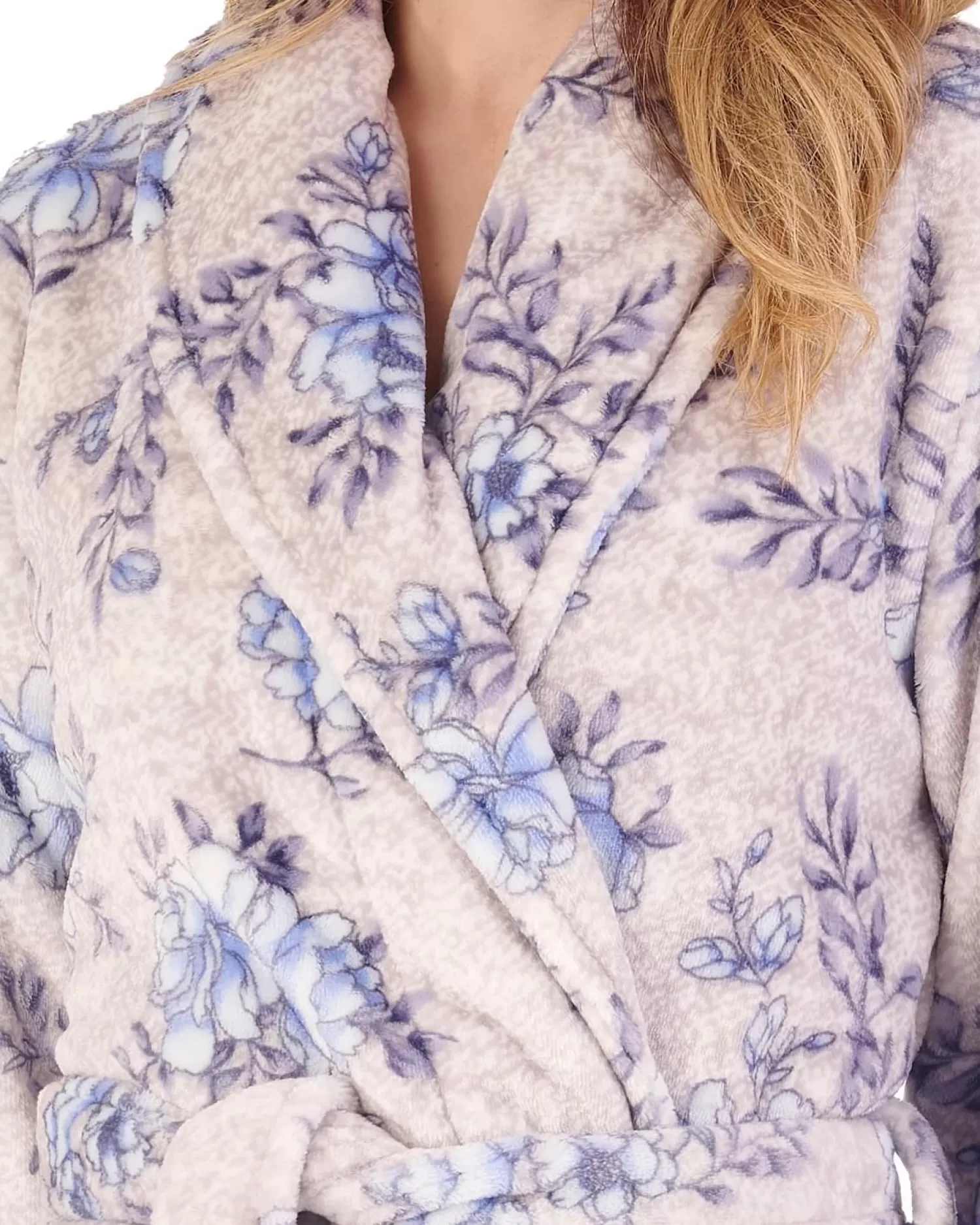 Slenderella Dressing Gowns | Floral Wrap Dressing Gown - Blue