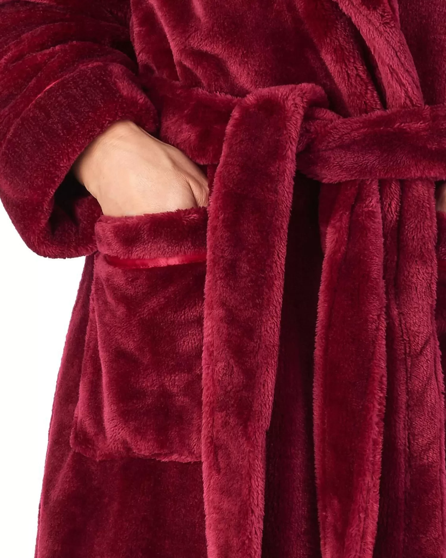 Slenderella Dressing Gowns | Luxury Flannel Fleece Long Robe - Raspberry