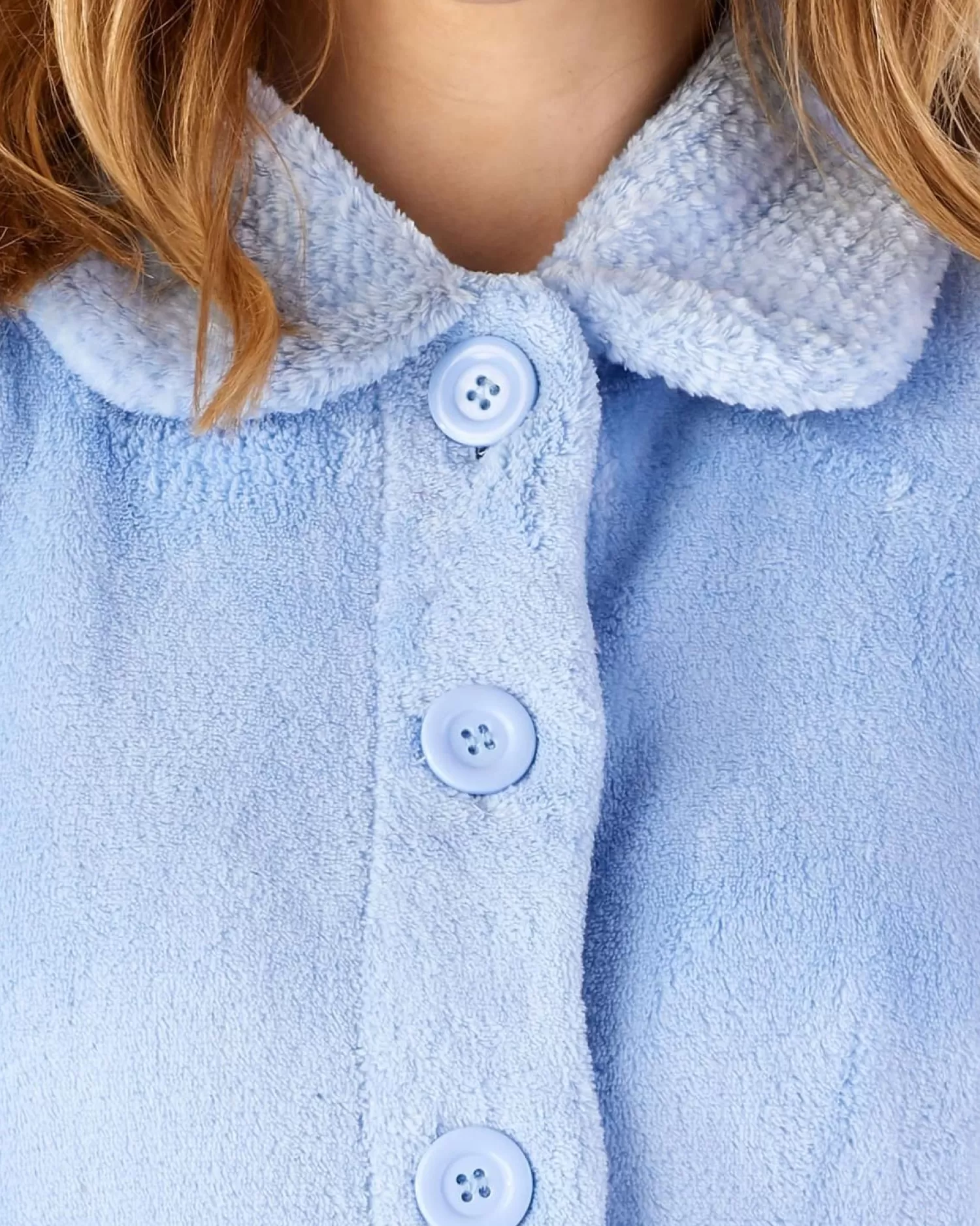 Slenderella Dressing Gowns | Mini Waffle Button Bed Jacket - Blue