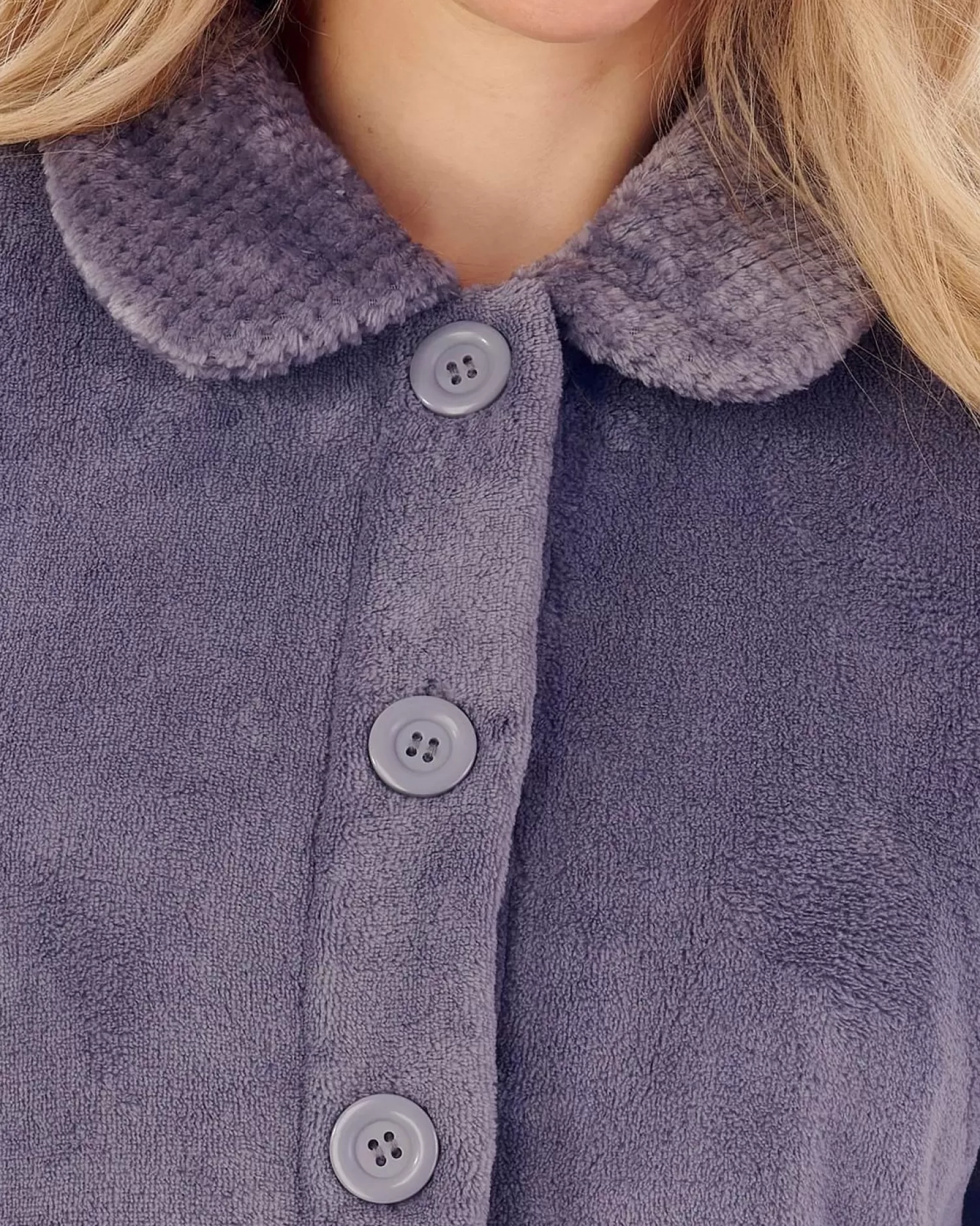 Slenderella Dressing Gowns | Mini Waffle Button Bed Jacket - Grey