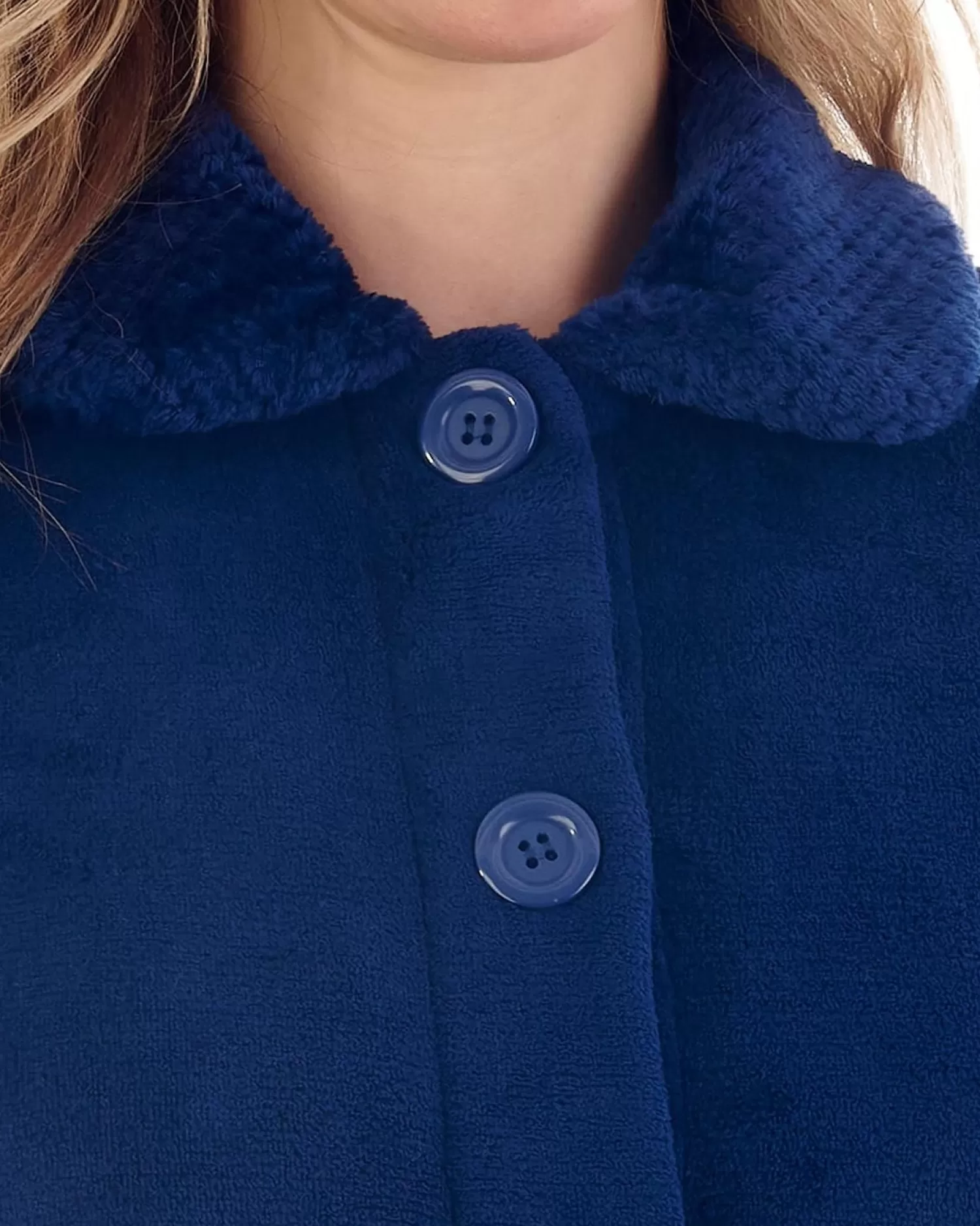 Slenderella Dressing Gowns | Mini Waffle Button Bed Jacket - Navy