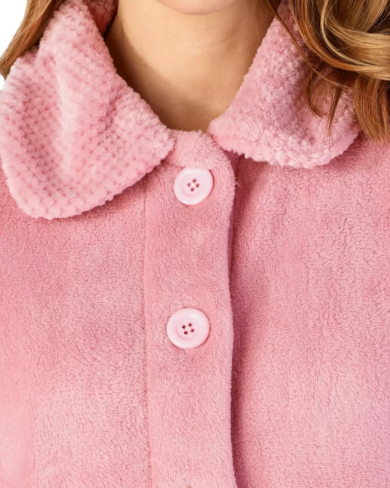 Slenderella Dressing Gowns | Mini Waffle Button Bed Jacket - Pink