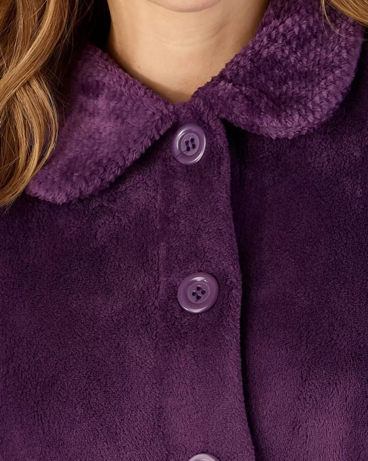 Slenderella Dressing Gowns | Mini Waffle Button Bed Jacket - Plum