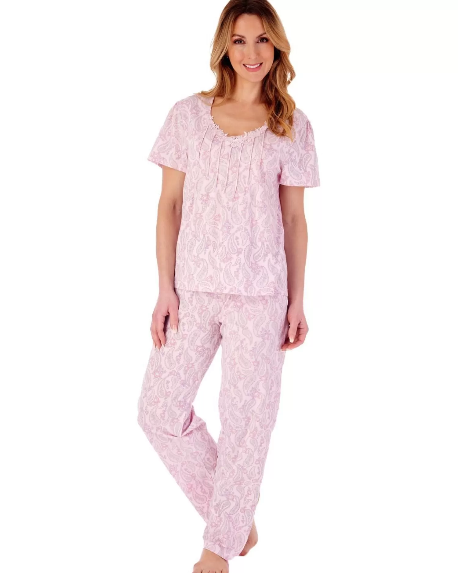 Slenderella Pyjamas | Paisley Floral Pyjamas - Pink