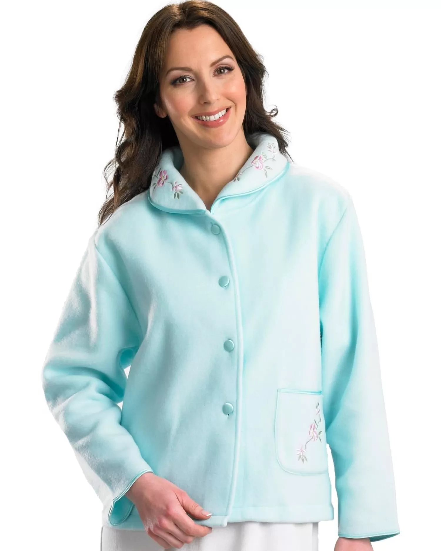 Slenderella Dressing Gowns | Polar Fleece Button Bed Jacket - Mint