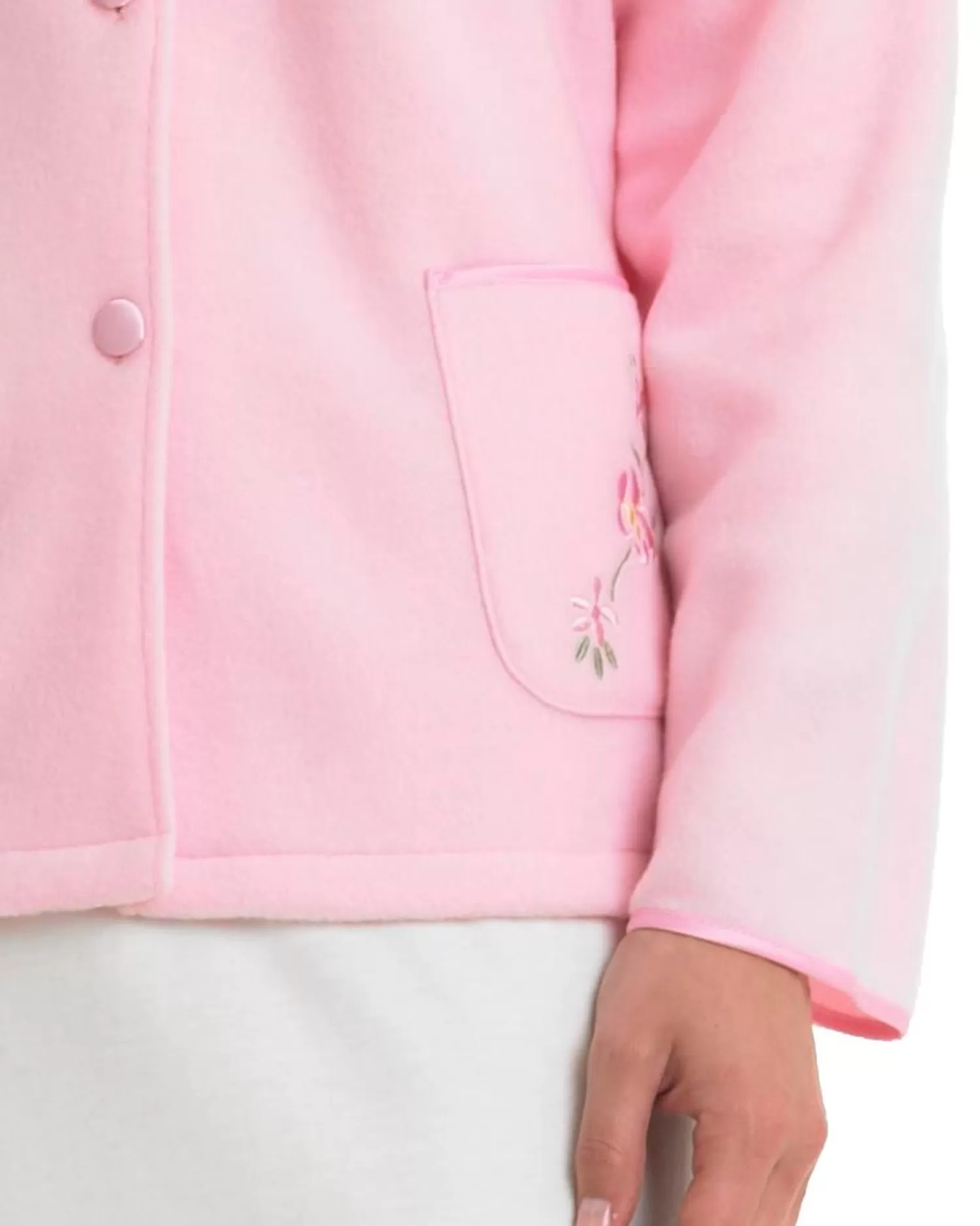 Slenderella Dressing Gowns | Polar Fleece Button Bed Jacket - Pink