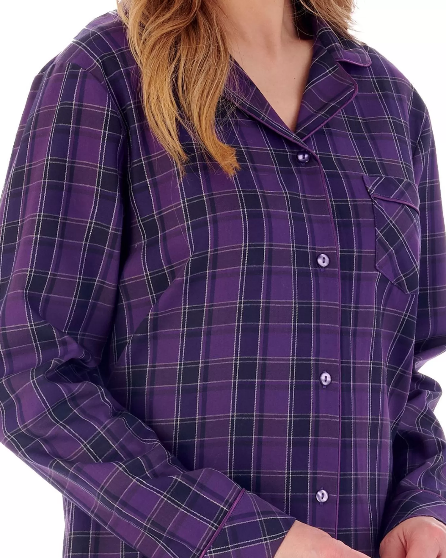 Slenderella Nighties | Purple Check Cotton Nightshirt