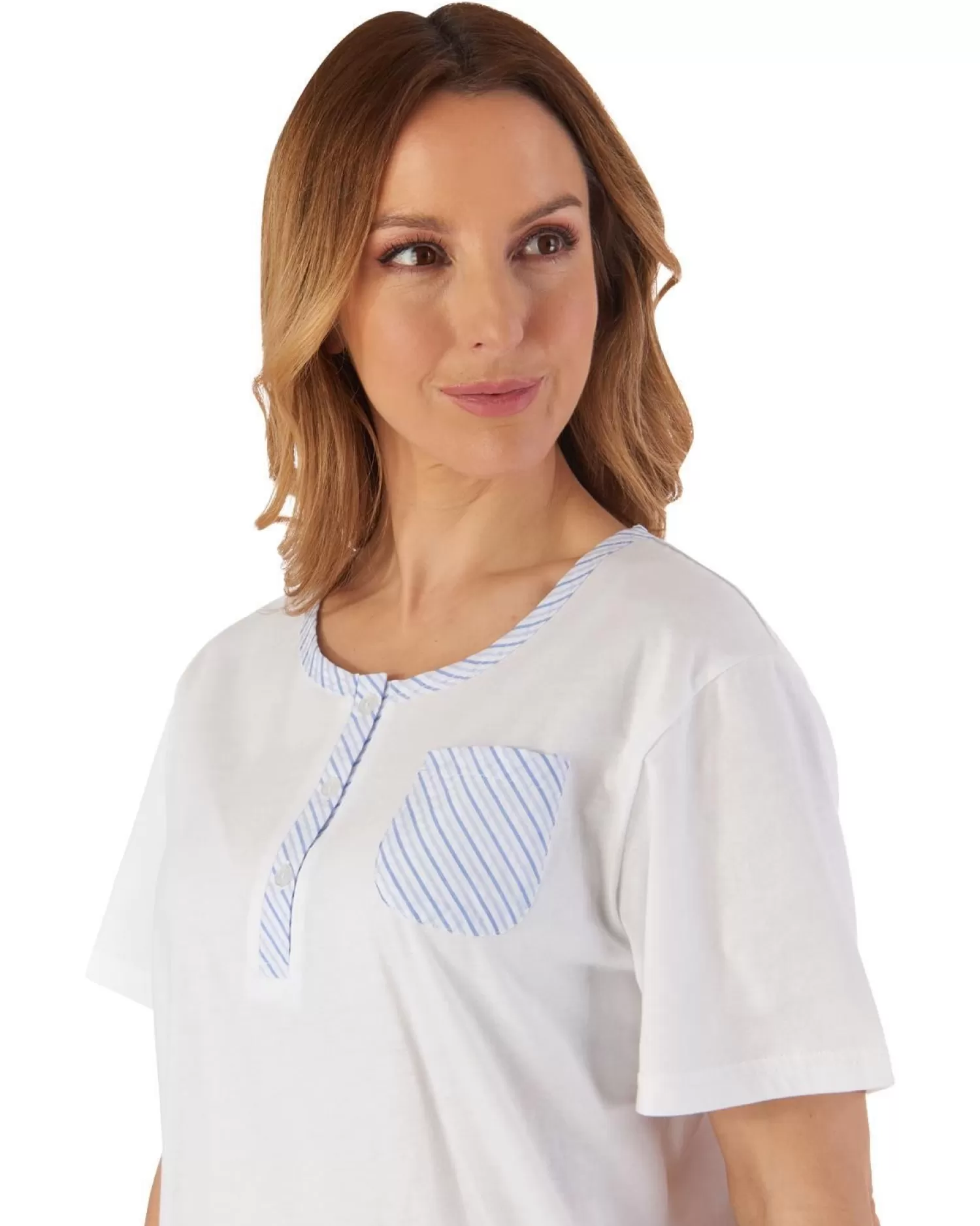 Slenderella Pyjamas | Seersucker Cropped Pyjamas - Blue